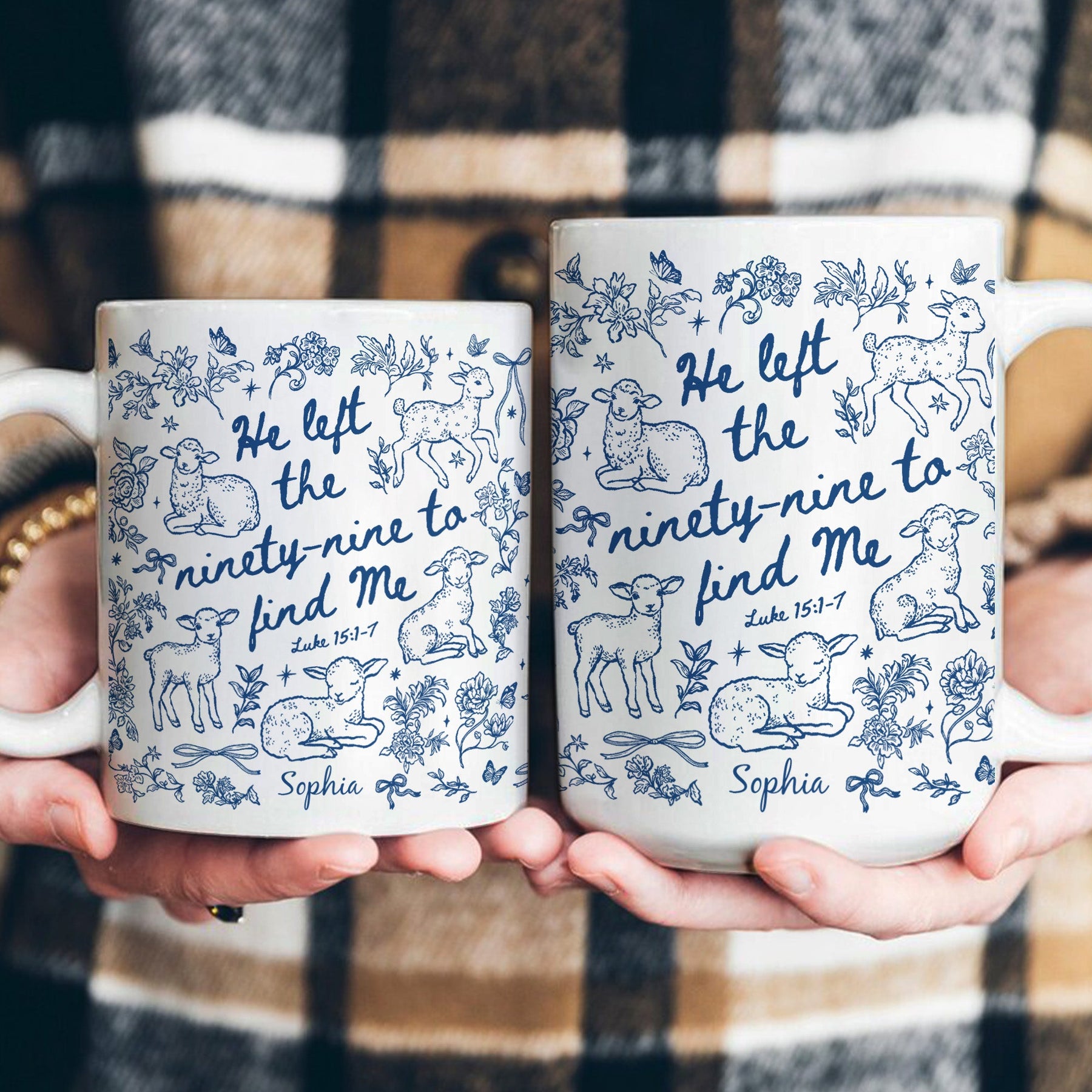 He Left The 99 To Find Me - Lost Sheep Toile De Jouy - Personalized Mug