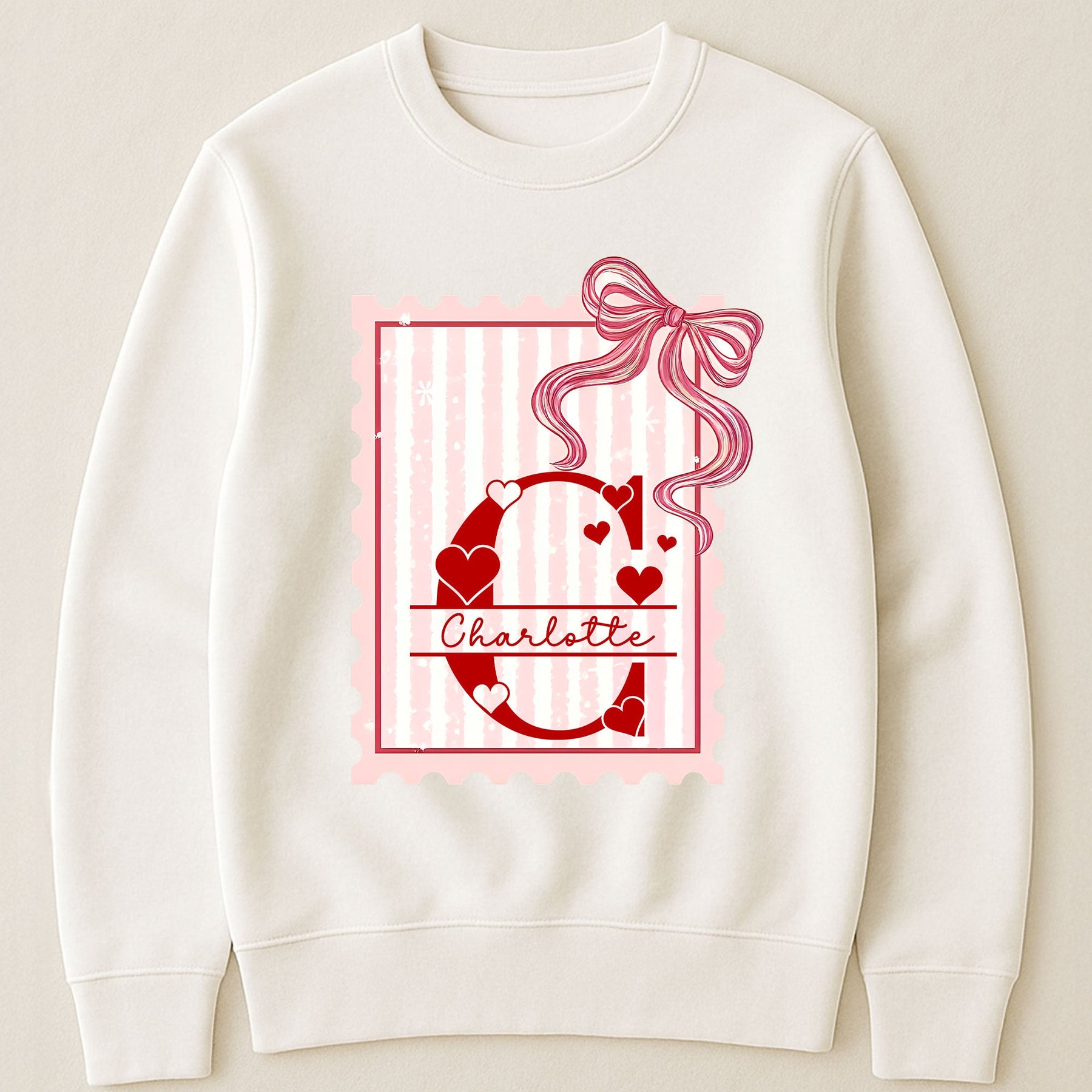 Hearts, Monogram, Kids Valentines - Personalized Shirt