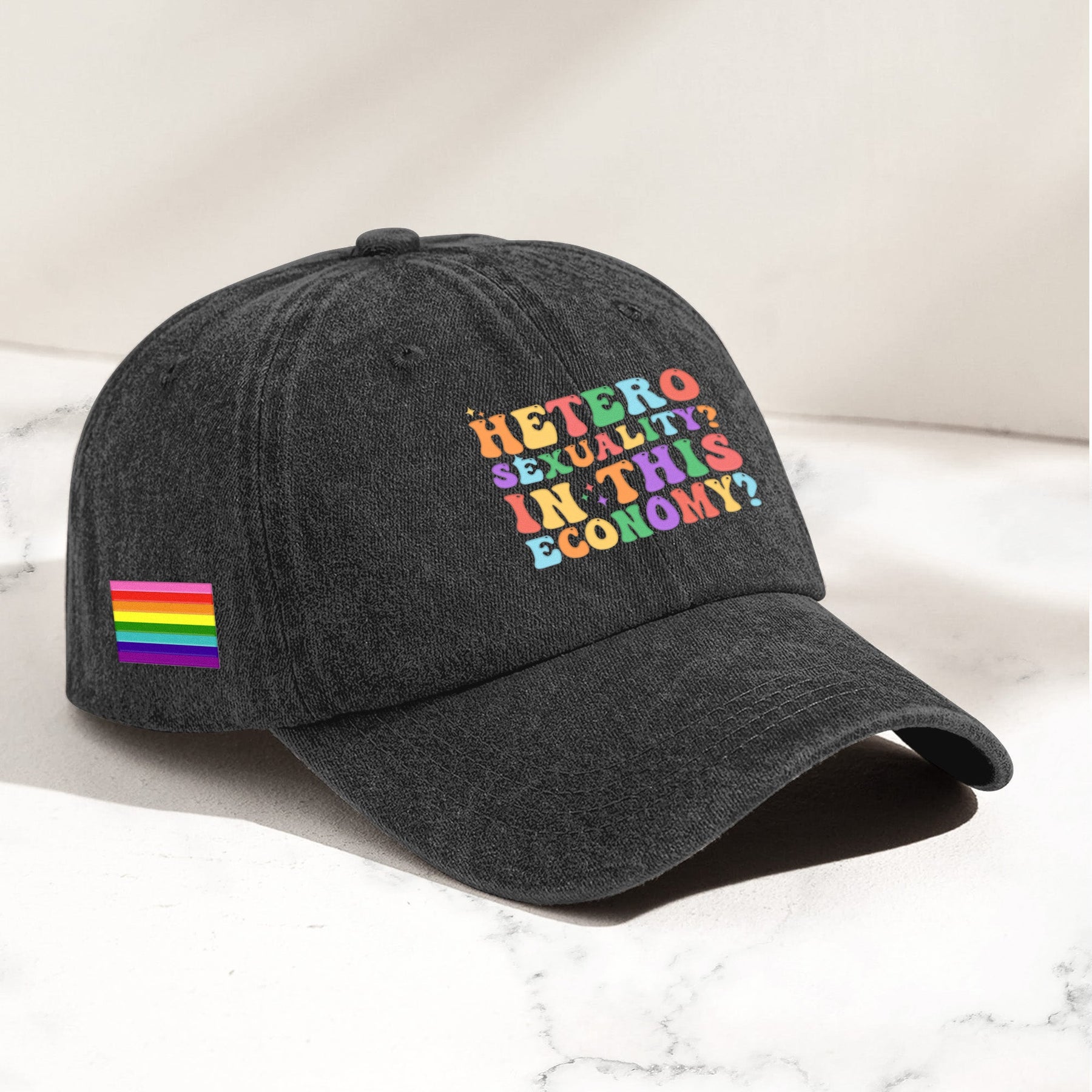 Heterosexuality? In This Economy? - Personalized Distressed Denim Cap