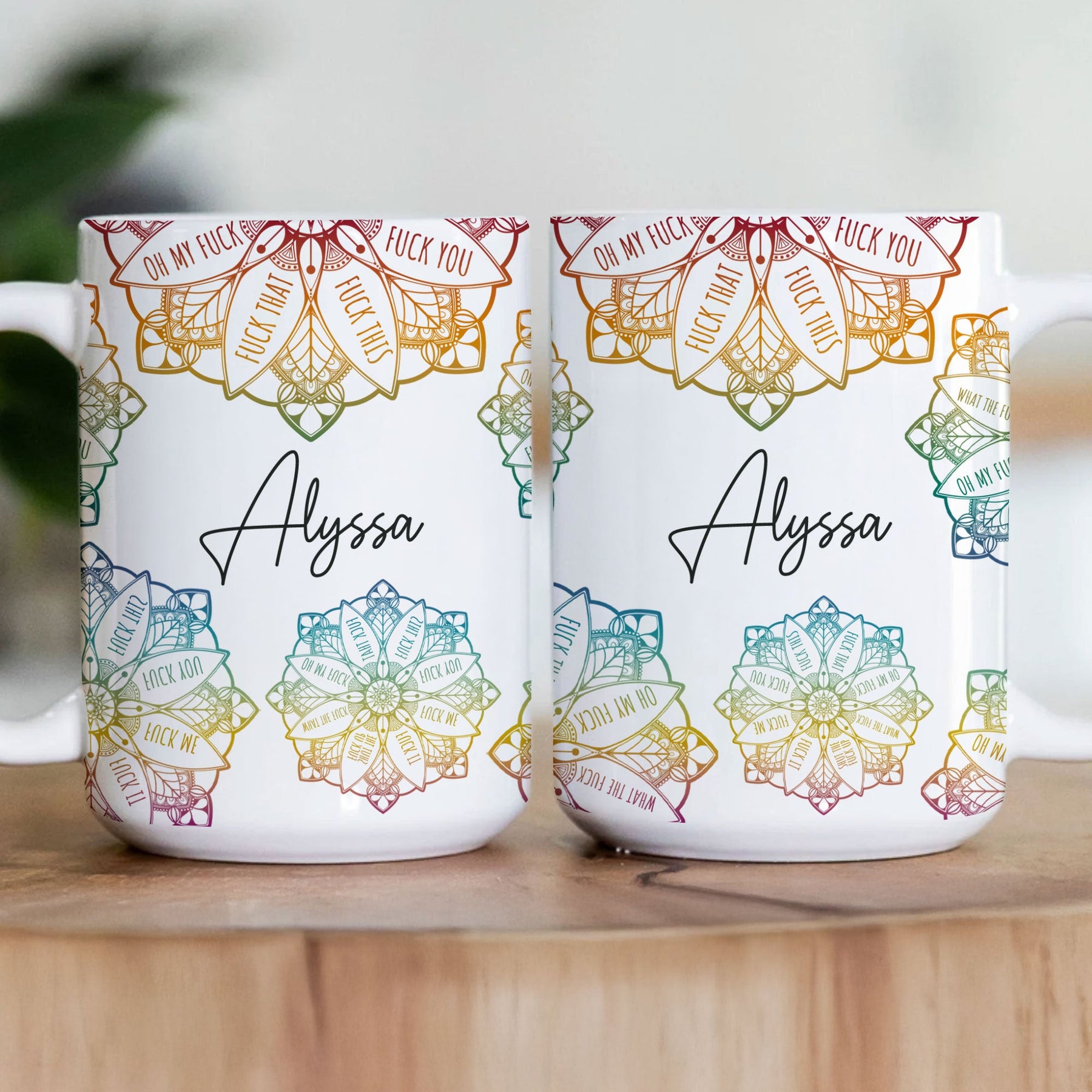 Hidden Swear Words Affirmations Mandala - Personalized Mug