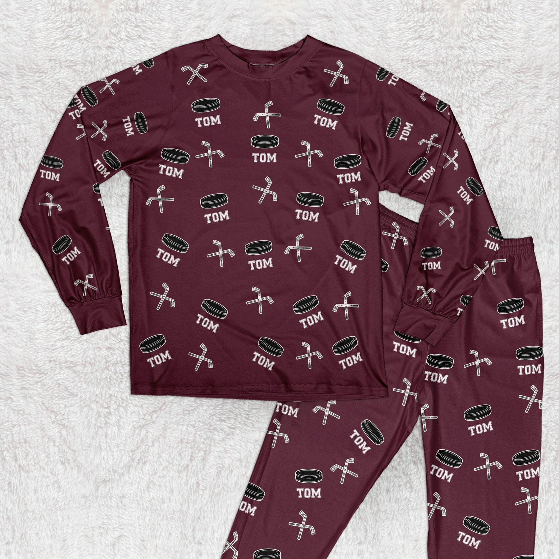 Hockey Custom Name - Personalized Pajama Set