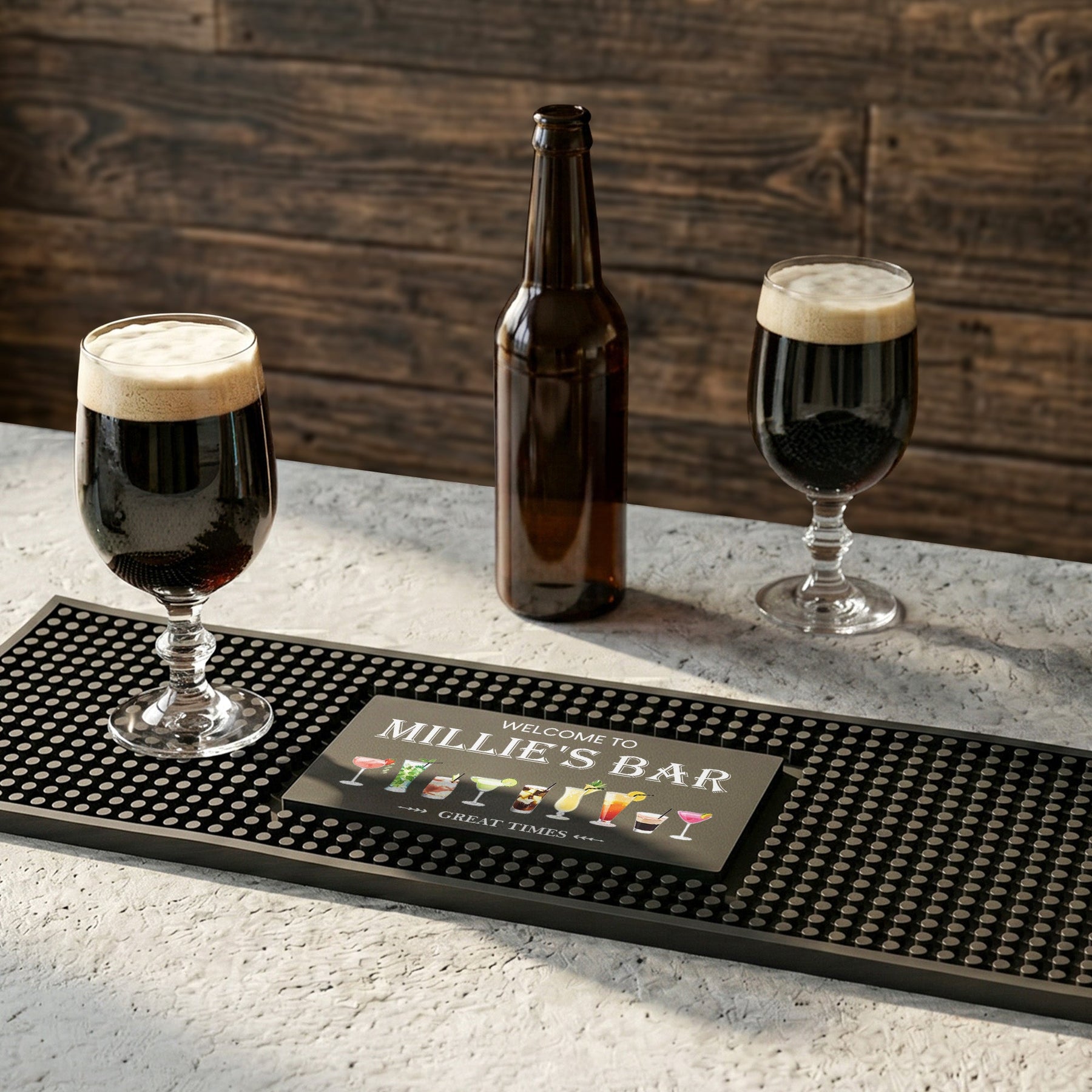 Home Bar Pub Accessories Art,Rubber Bartender Mat - Personalized Bar Mat