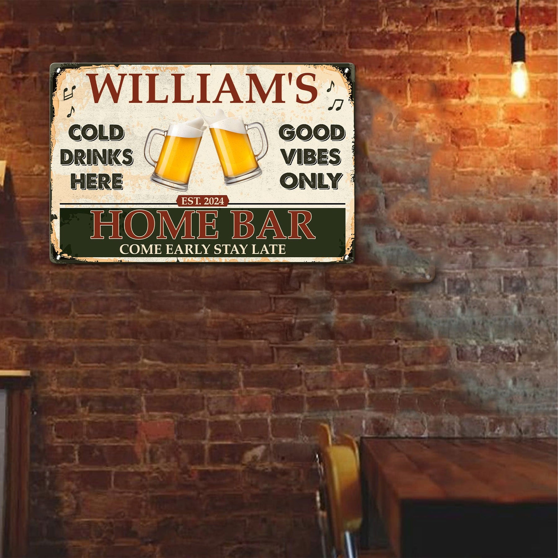 Home Bar - Personalized Metal Sign