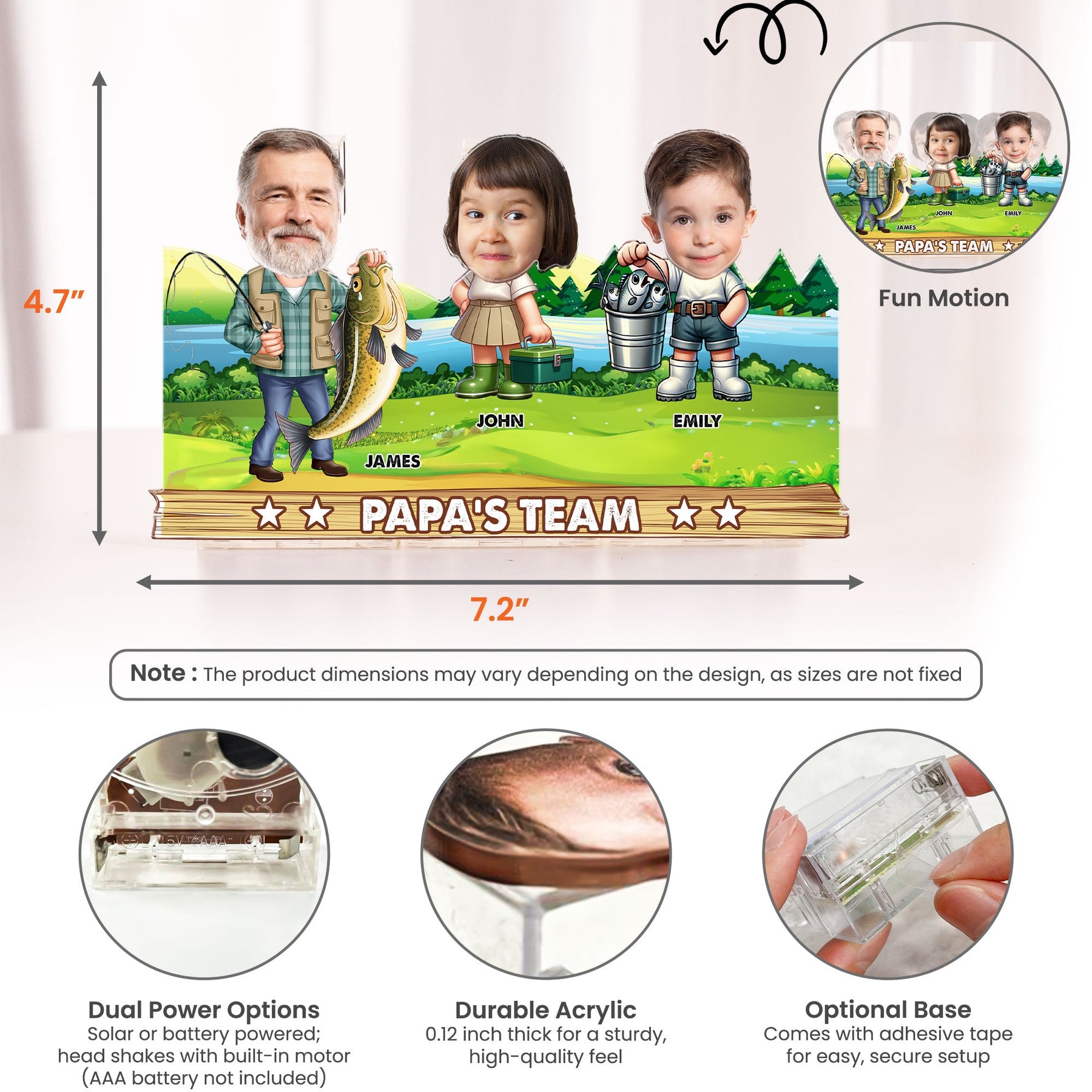 Hooked The Best Papa - Personalized Photo Shaking Head Acrylic Standee
