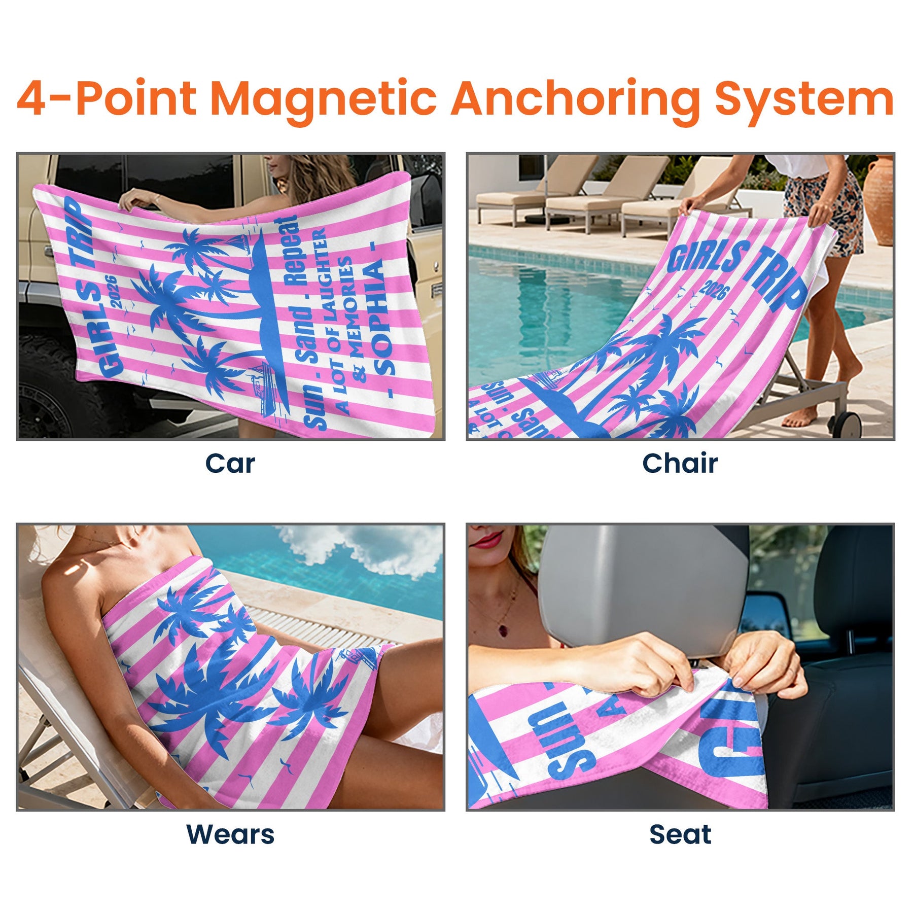 Hot Summer Girls Trip - Personalized Beach Towel
