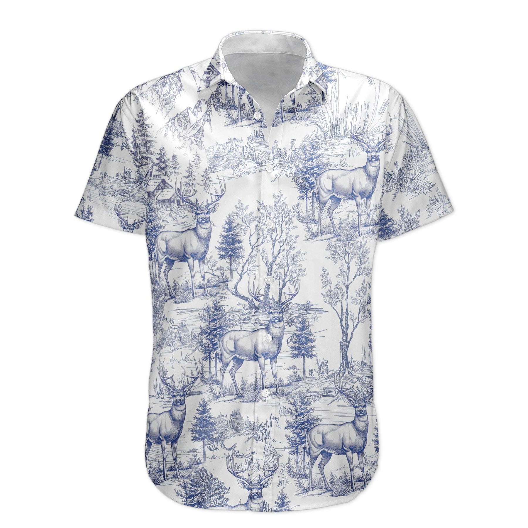 Hunting Fishing Camping Hiking Kayaking Toile De Jouy - Personalized Hawaiian Shirt