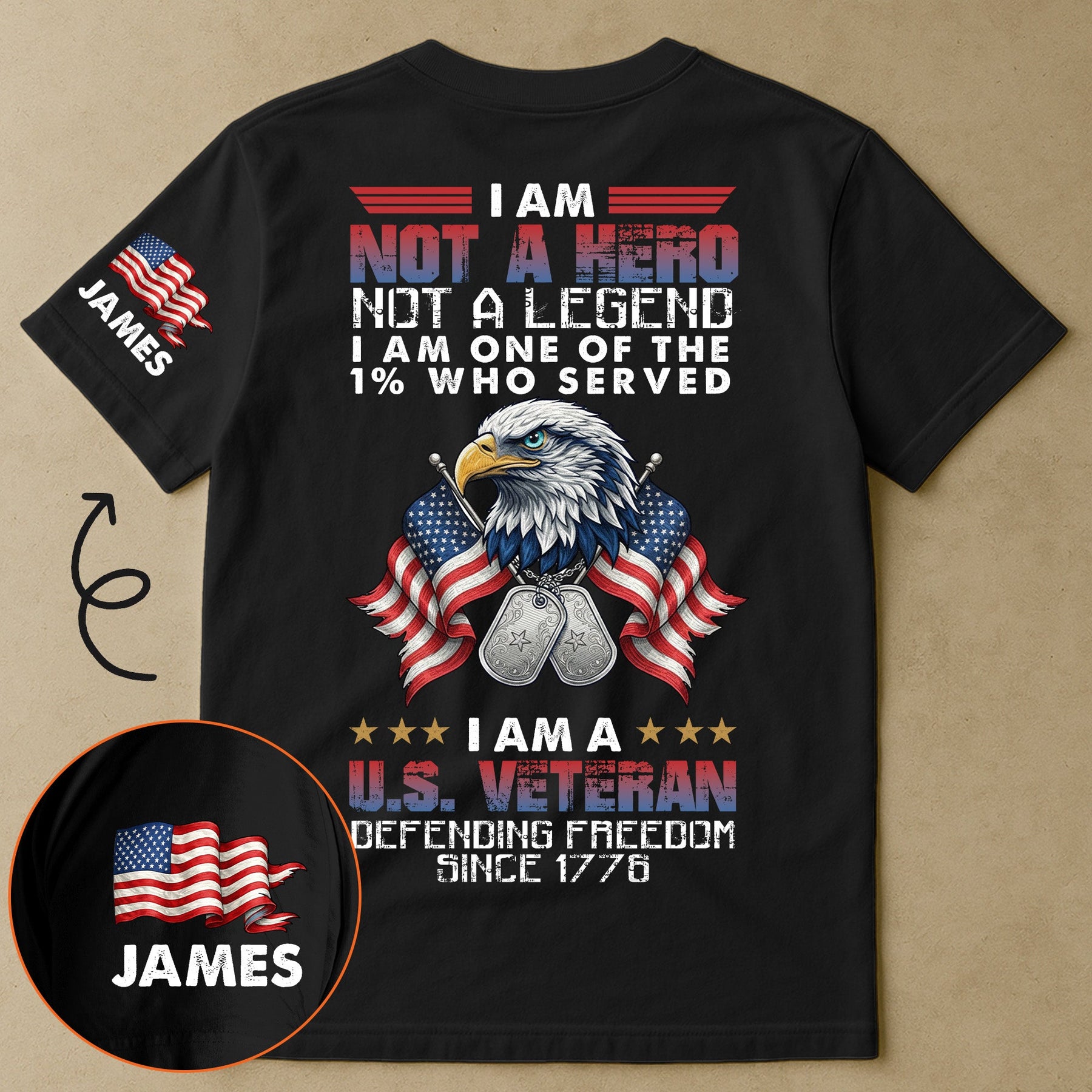 I Am A U.S. Veteran Defending Freedom Since 1776 - Personalized Back Printed Shirt