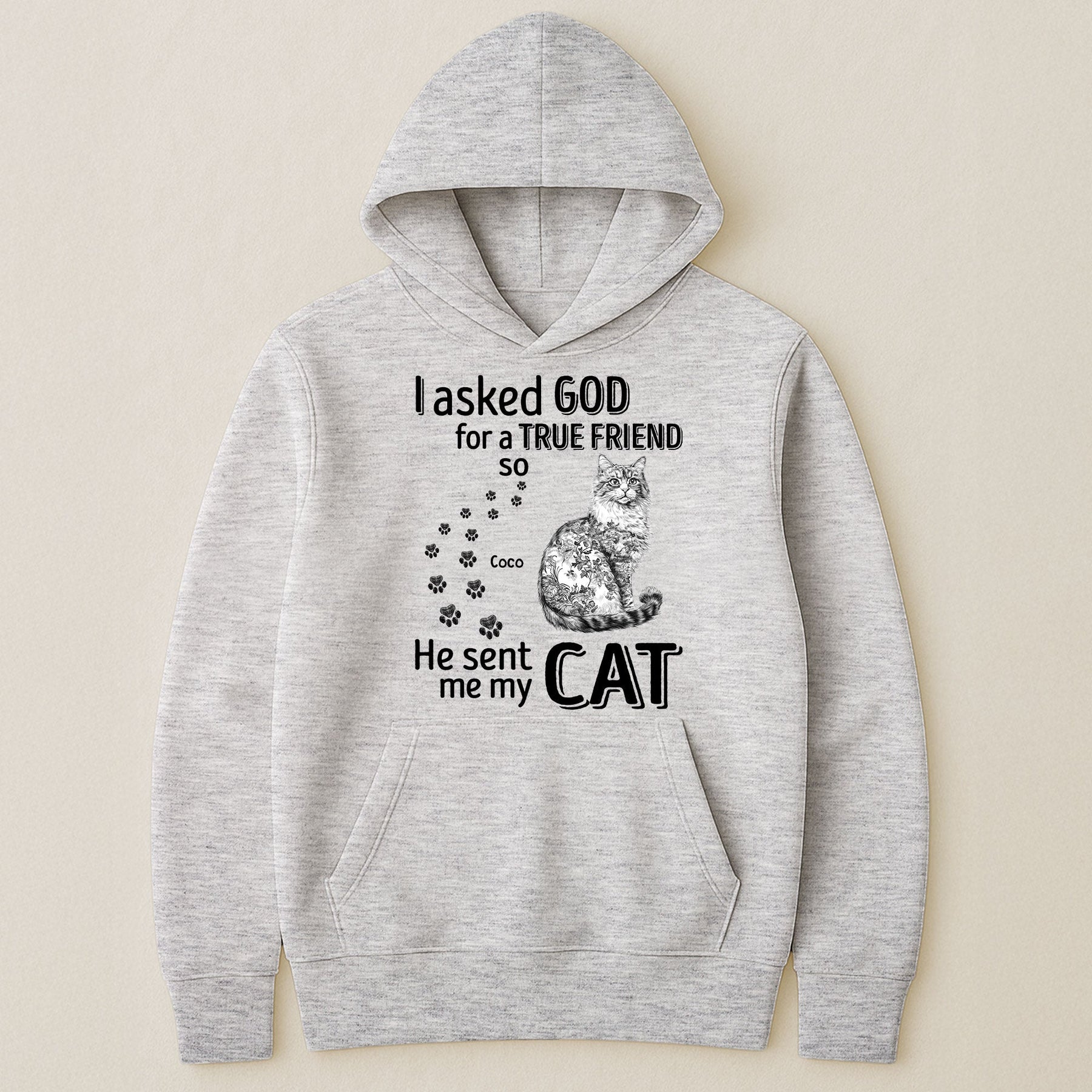 I Asked God For A True Friend Cat Toile De Jouy Style - Personalized Shirt