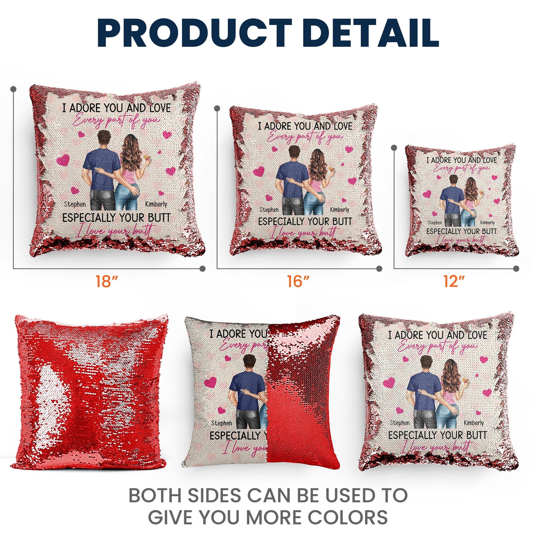 I Adore You And Love Every Part Of You - Custom Sequin Pillow