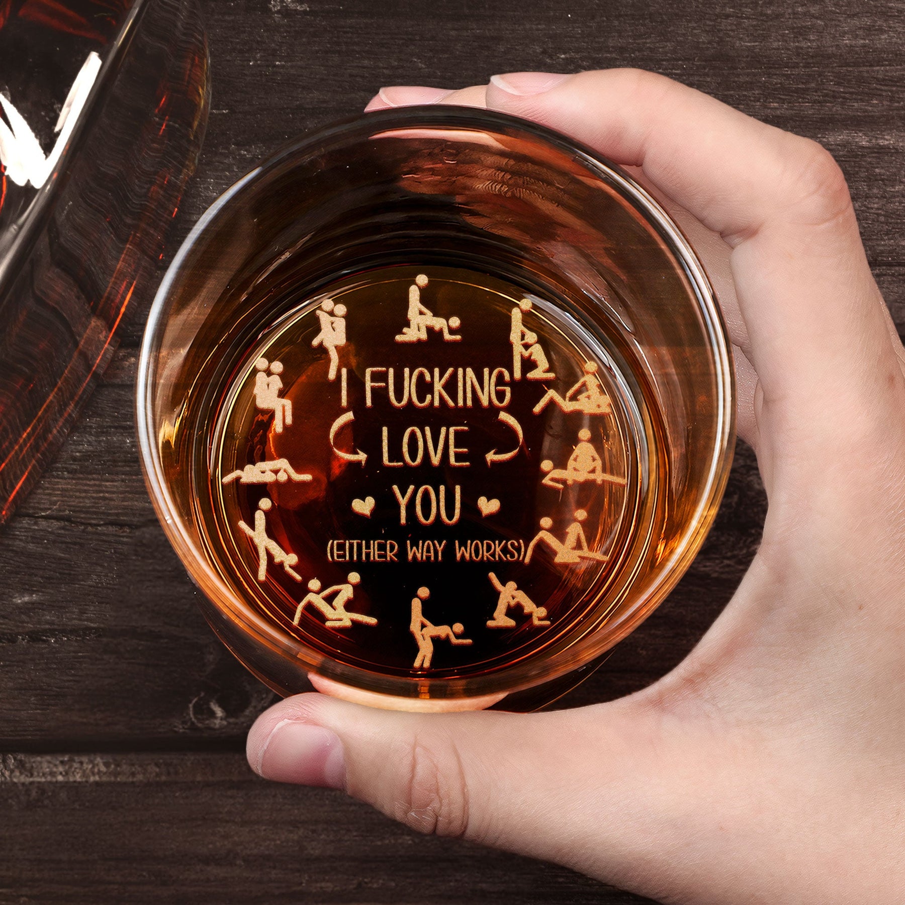 I F*Cking Love You Either Way Works - Personalized Whiskey Glass With Photo