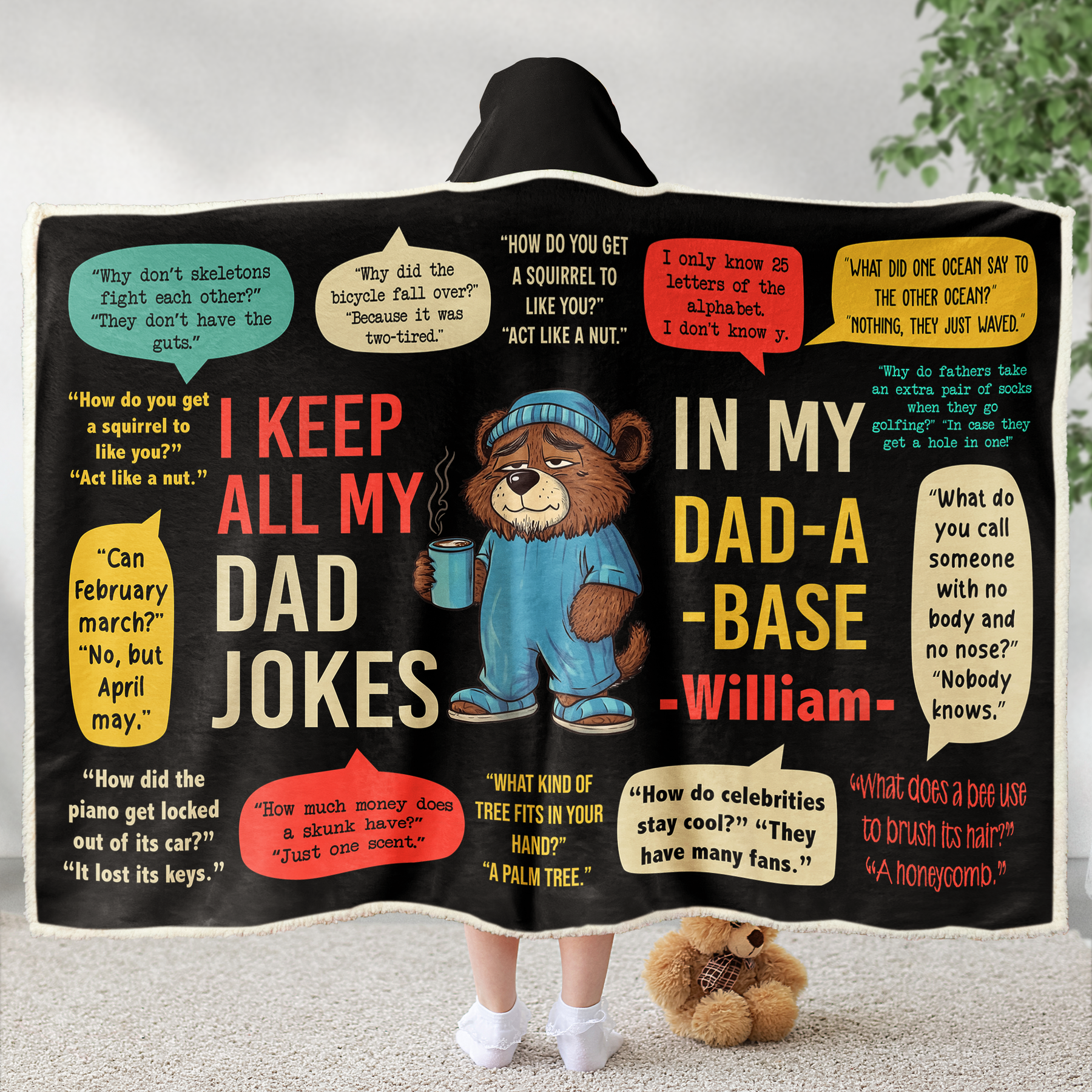I Keep All My Dad Jokes In My Dad-A-Base - Personalized Wearable Blanket Hoodie