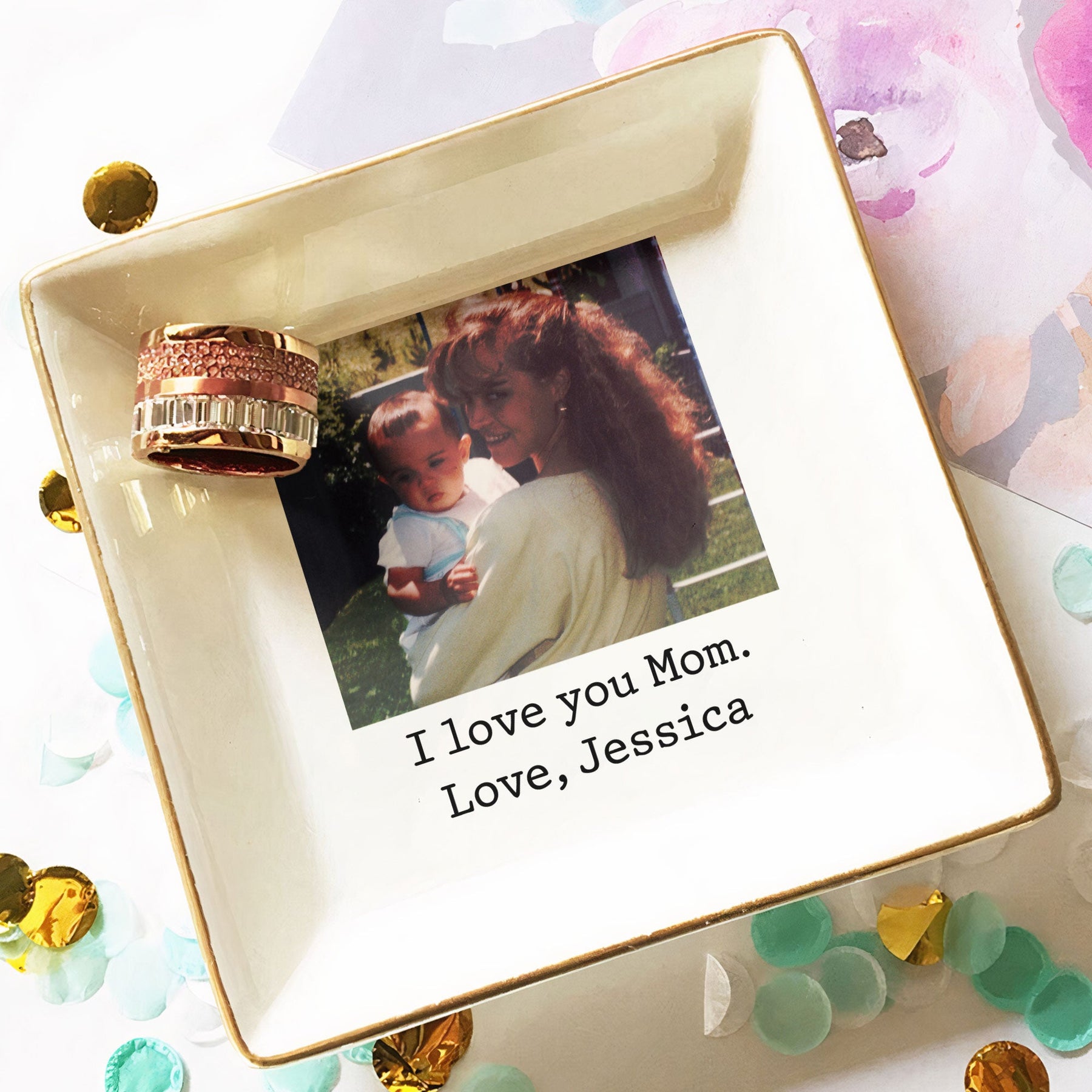 I Love You Mom - Personalized Photo Jewelry Dish