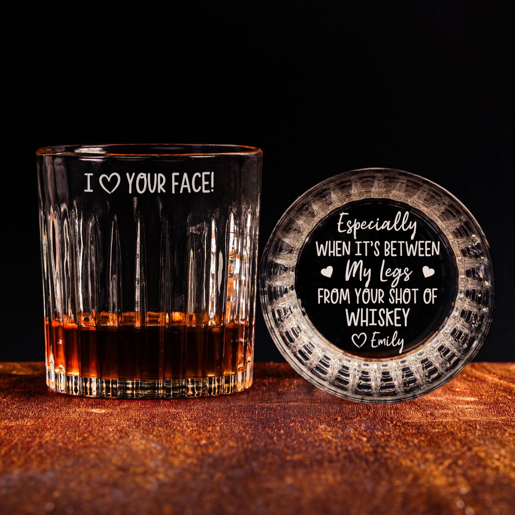 I Love Your Face Especially Naughty Gifts For Husband, BF - Personalized Engraved Whiskey Glass