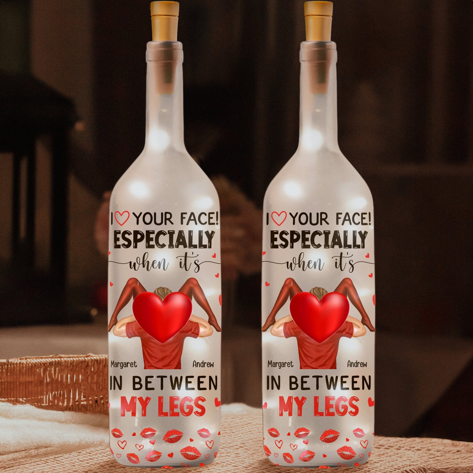 I Love Your Face Especially When It's In Between My Legs - Personalized Bottle Lamp