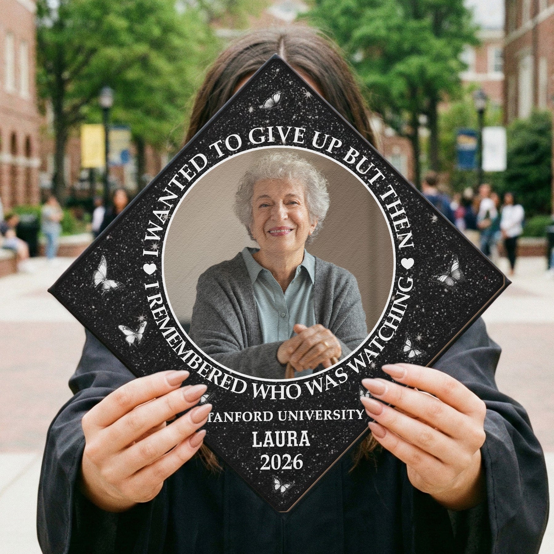 I Remembered Who Was Watching - Personalized Photo Graduation Cap Topper