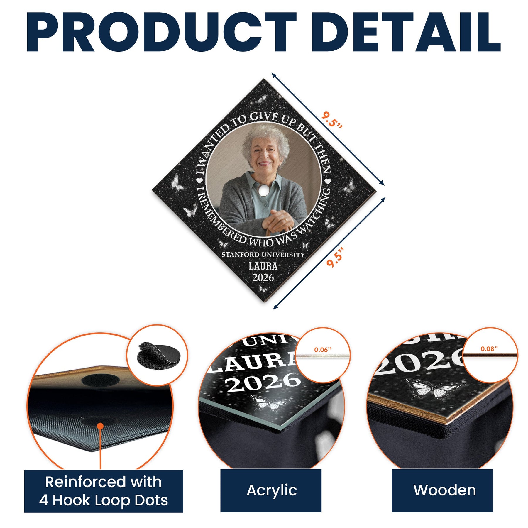 I Remembered Who Was Watching - Personalized Photo Graduation Cap Topper