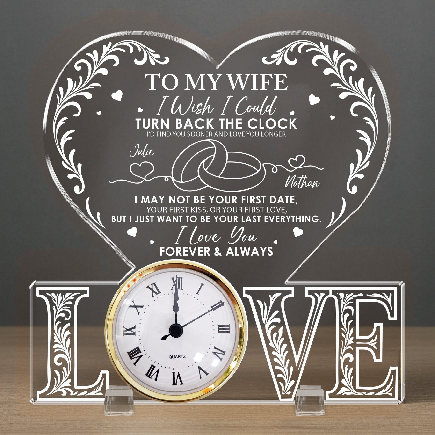 I Wish I Could Turn Back The Clock Anniversary Gift - Personalized Acrylic Desk Clock