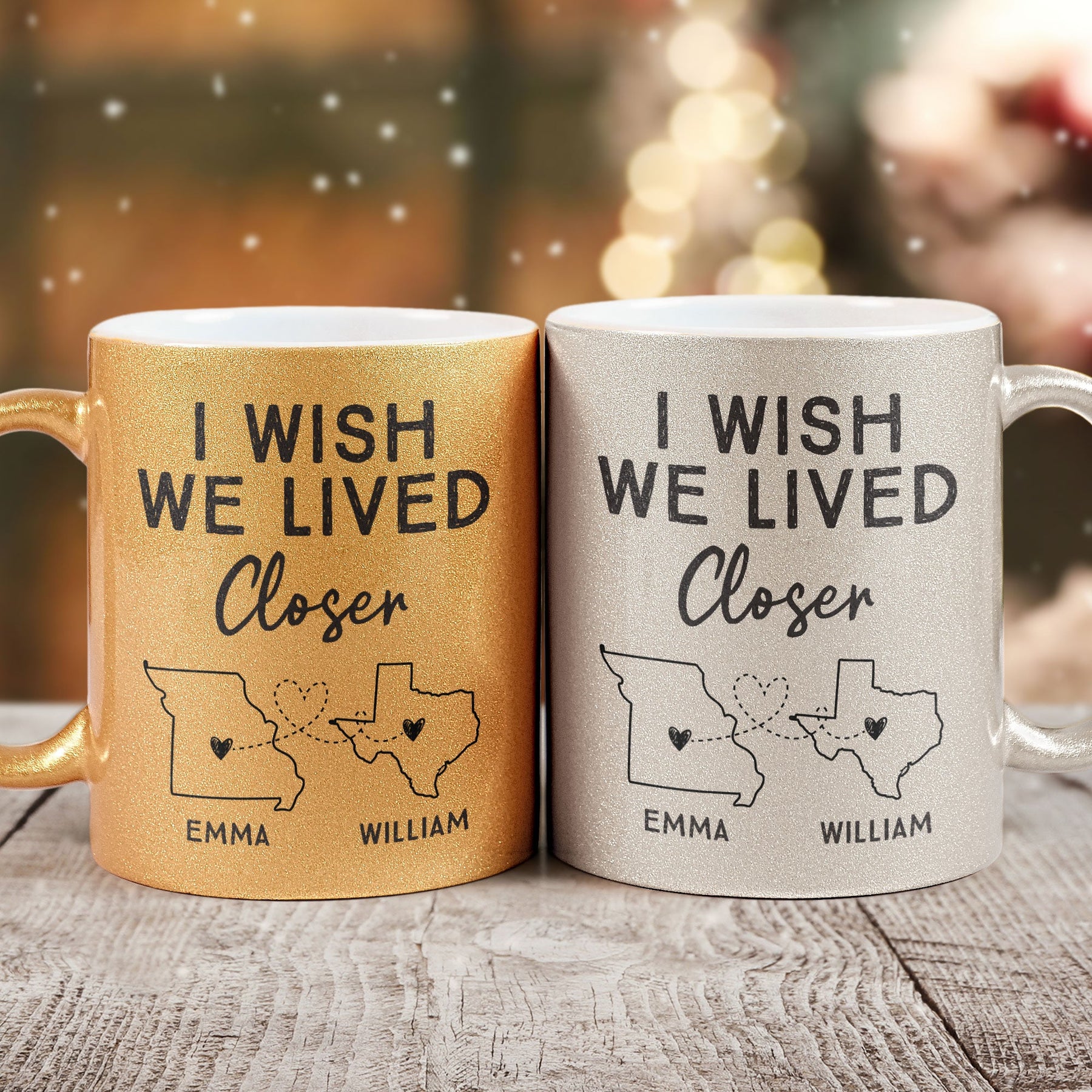 I Wish We Lived Closer - Personalized Glitter Coffee Mug