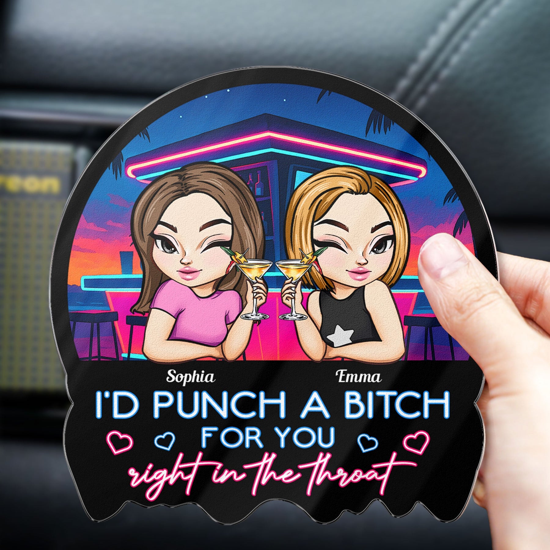 I'd Punch A Btch For You - Personalized Acrylic Car Vent Clip