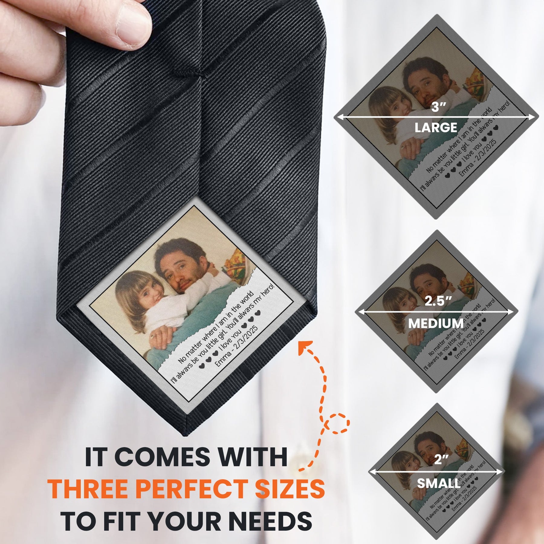 I'll Always Be You Little Girl You'll Always My Hero - Personalized Photo Tie Patch