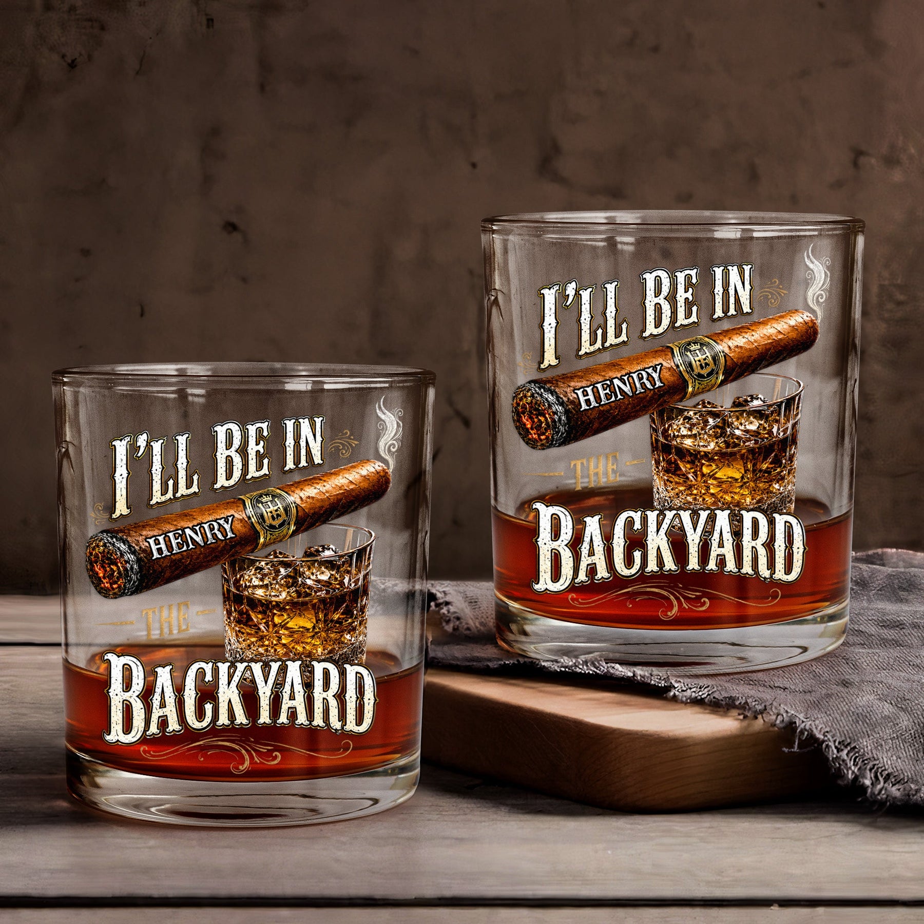 I’ll Be In The Backyard - Funny Gifts For Him, Husband, Grandpa, Dad - Personalized Whiskey Glass