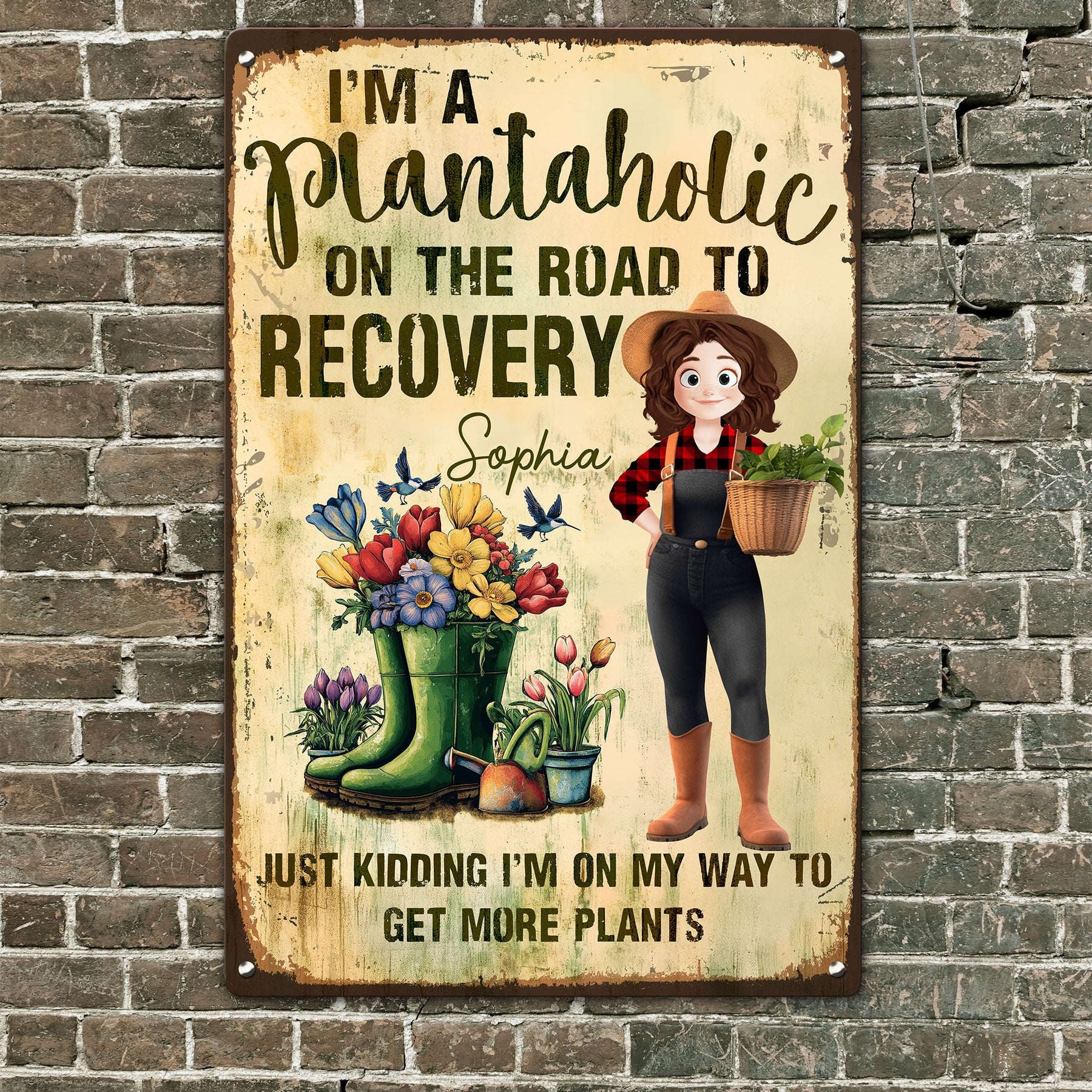 I'm A Plantaholic On The Road To Recovery - Personalized Metal Sign