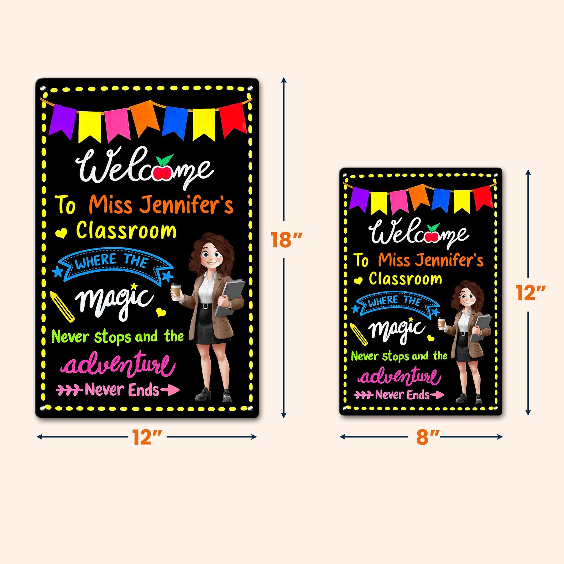 In This Classroom Adventure Never Ends - Personalized Metal Sign
