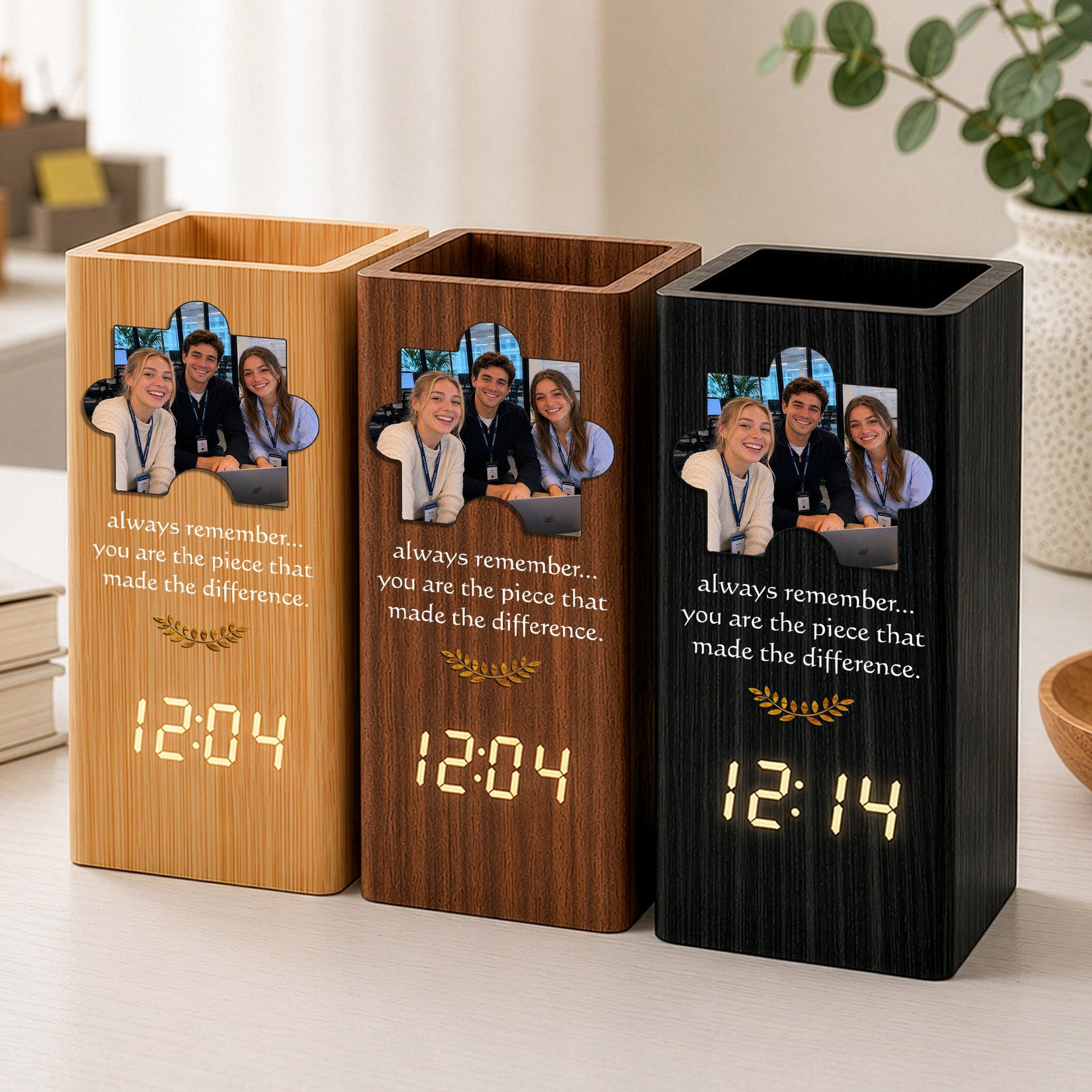 You Are The Piece That Made The Difference - Personalized Pen Holder With Clock