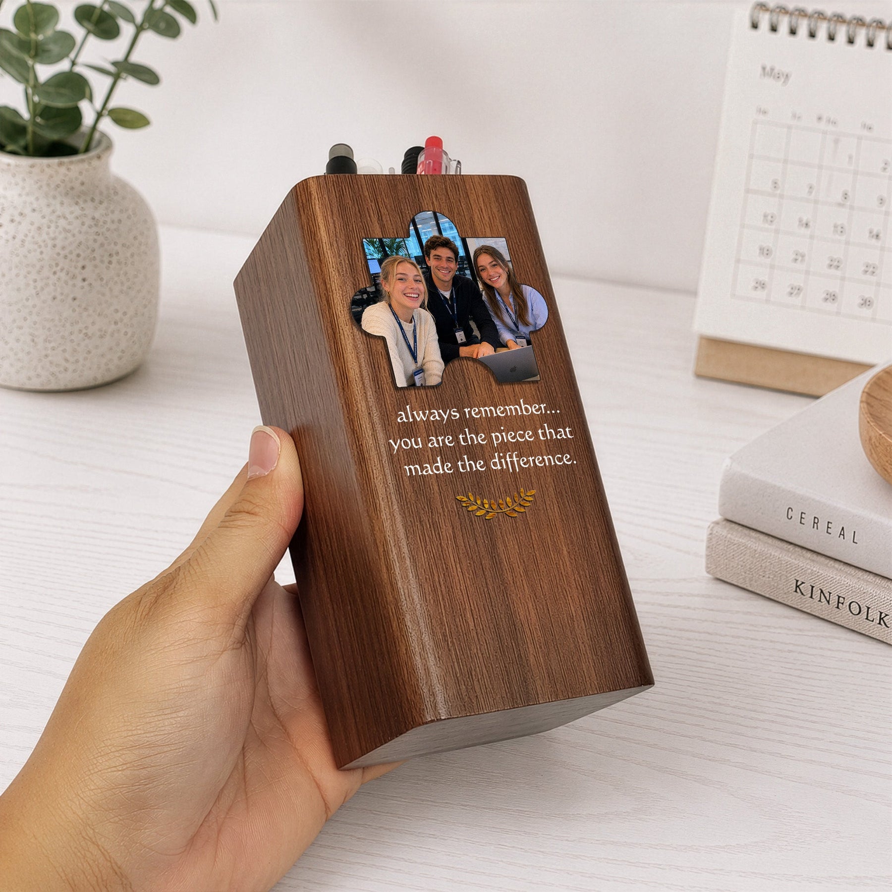 You Are The Piece That Made The Difference - Personalized Pen Holder With Clock