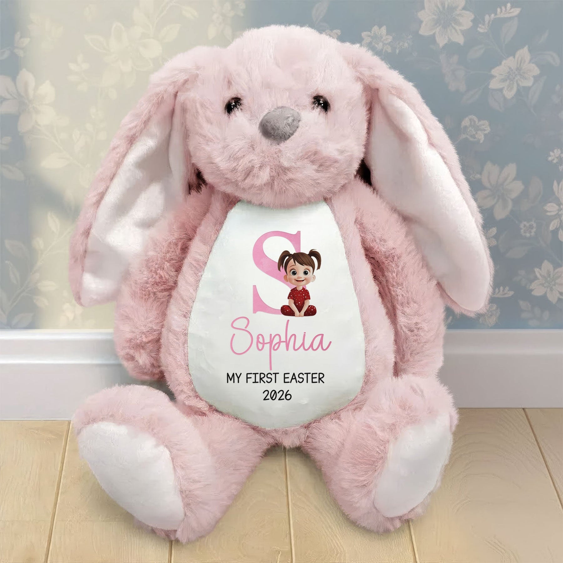 Initial Name Cute Cartoon - Personalized Bunny Plush