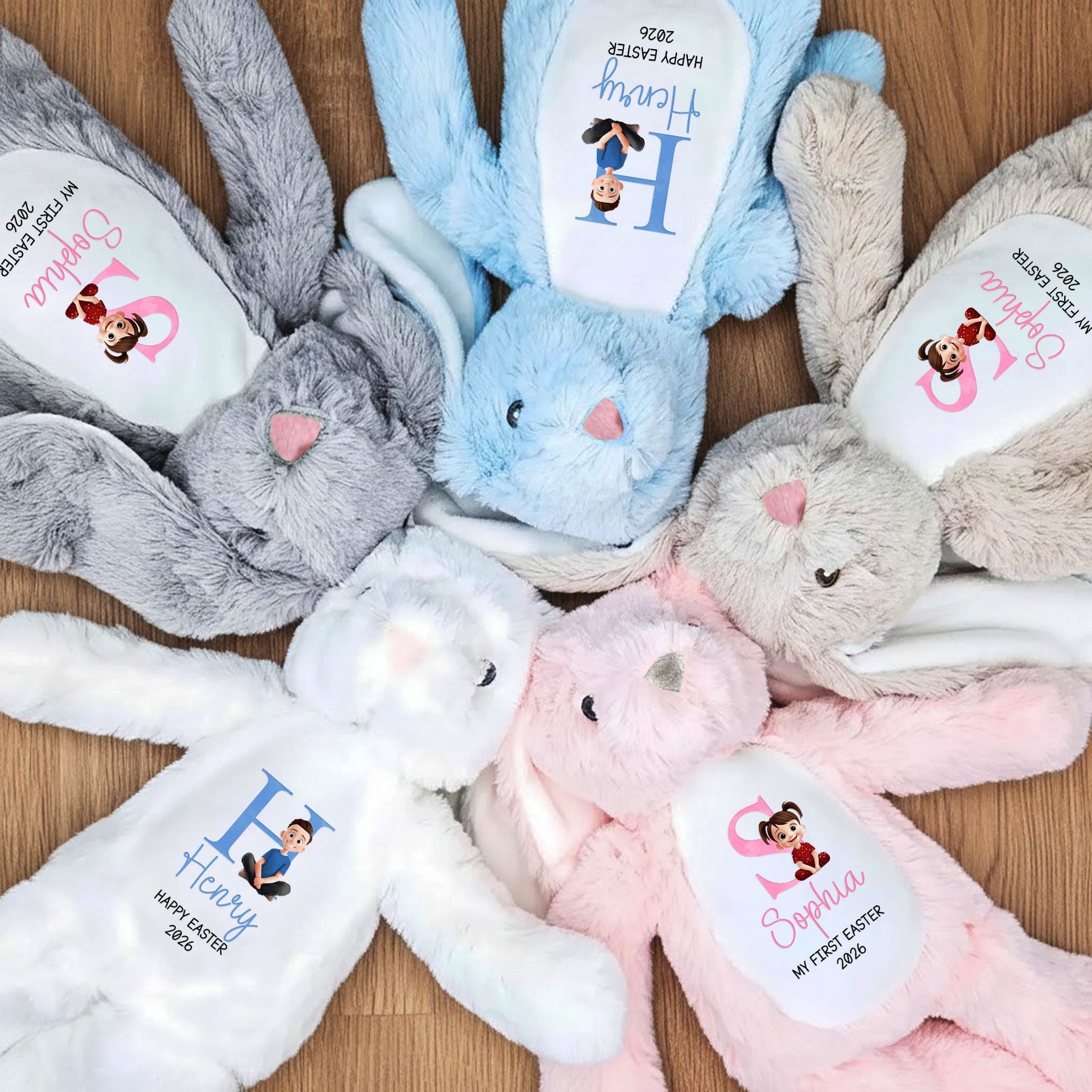 Initial Name Cute Cartoon - Personalized Bunny Plush