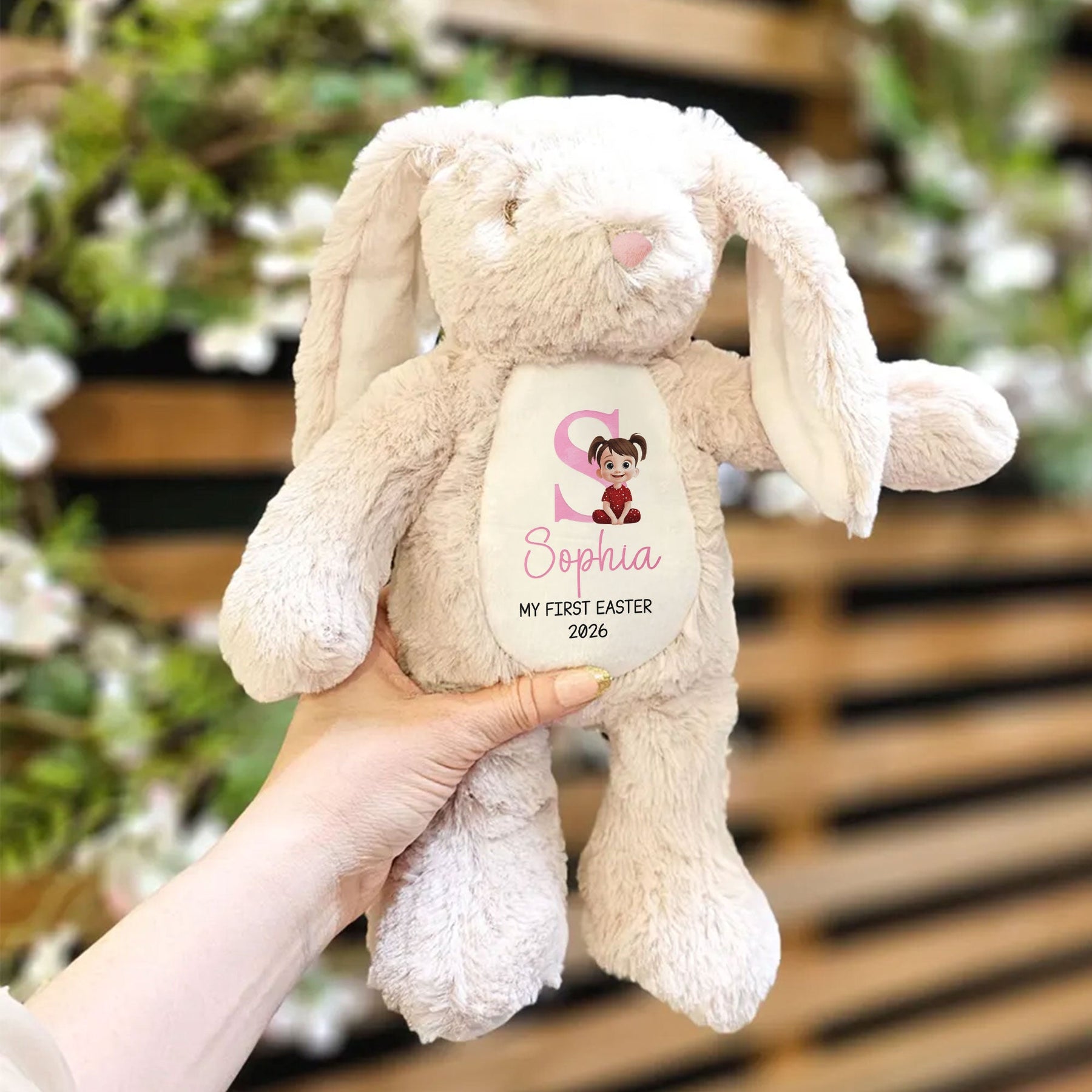 Initial Name Cute Cartoon - Personalized Bunny Plush