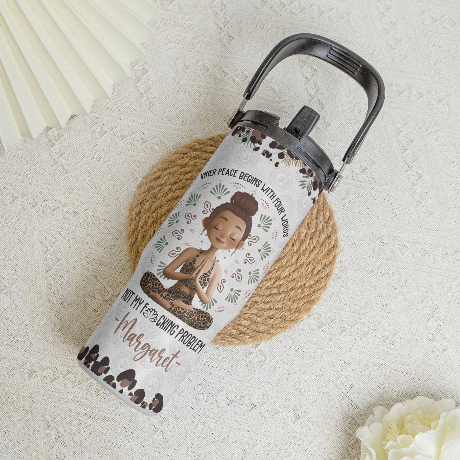 Inner Peace Begins With Four Words - Personalized 30oz Tumbler With Handle