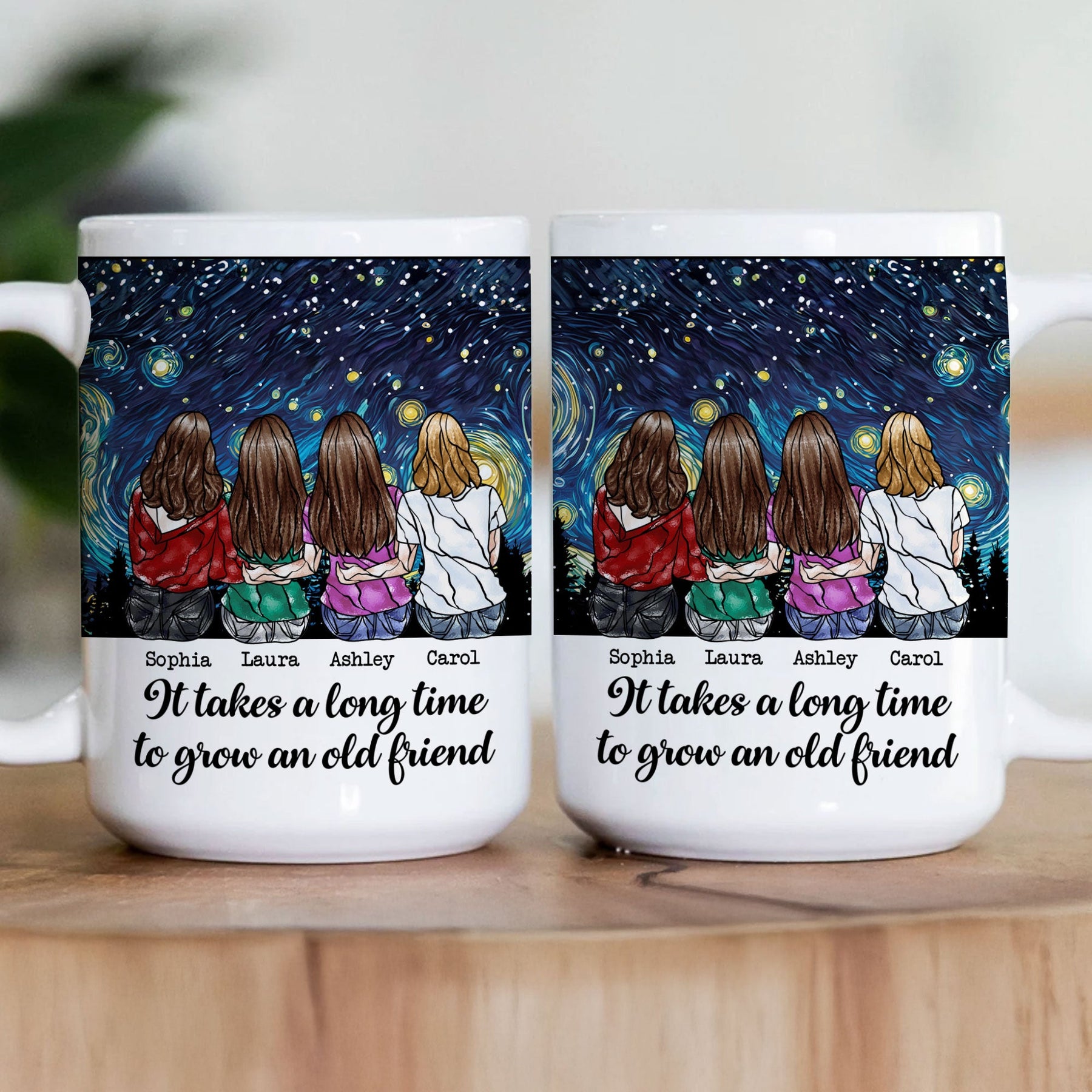 It Takes A Long Time To Grow An Old Friend Stained Glass Effect Style - Personalized Mug