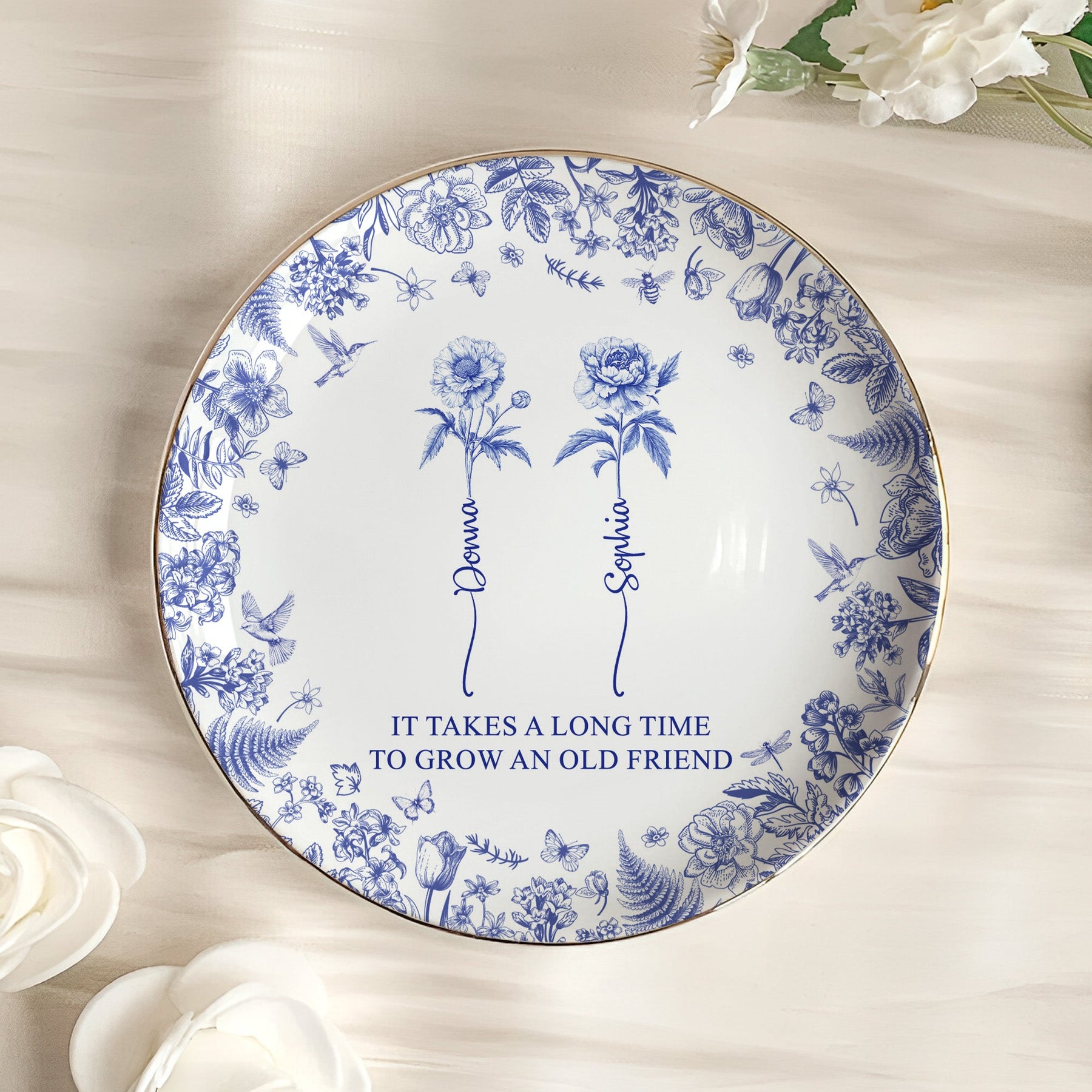 It Takes A Long Time To Grow An Old Friend - Personalized Jewelry Dish - Gift For Friend
