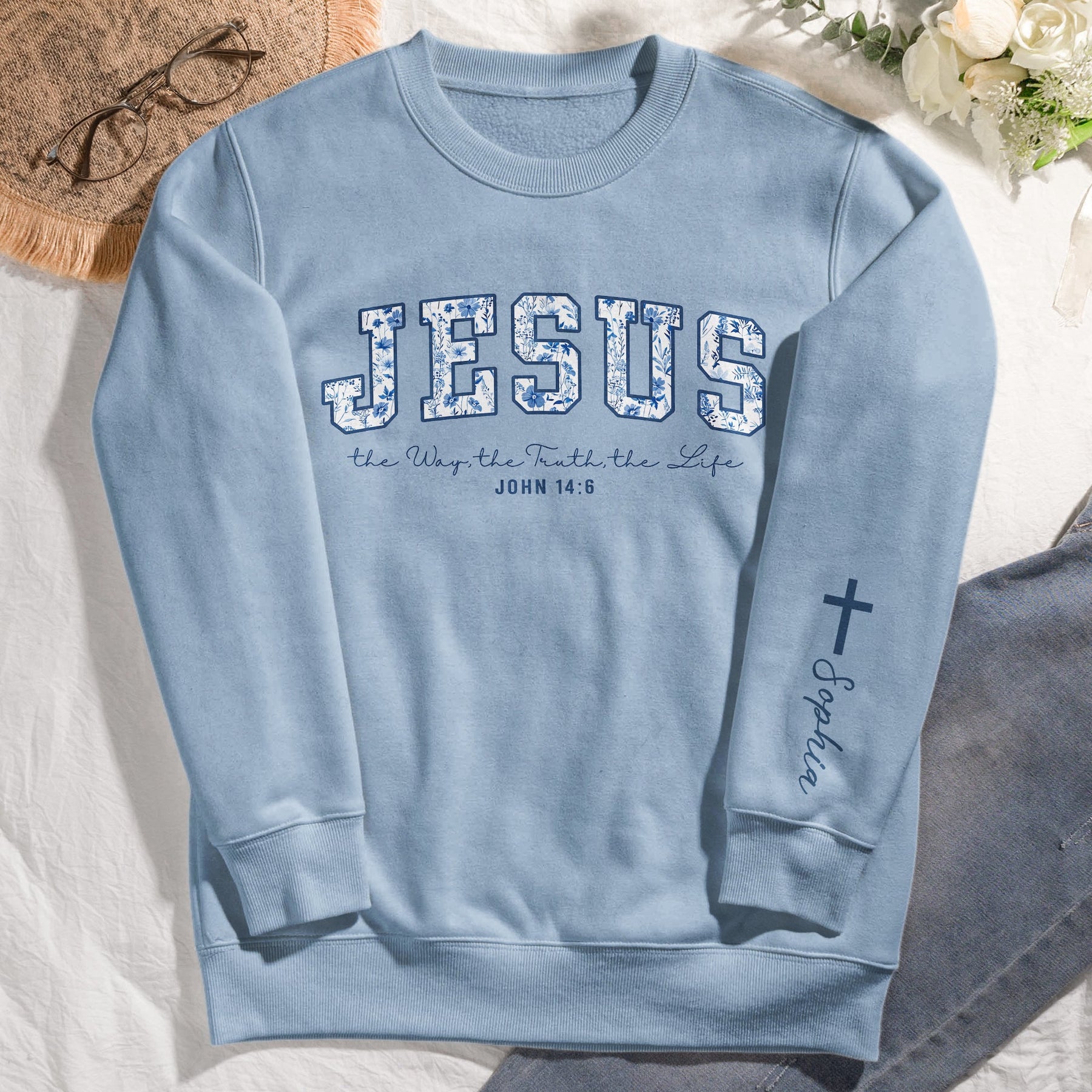 Jesus The Way The Truth The Life Toile De Jouy - Personalized Sweatshirt