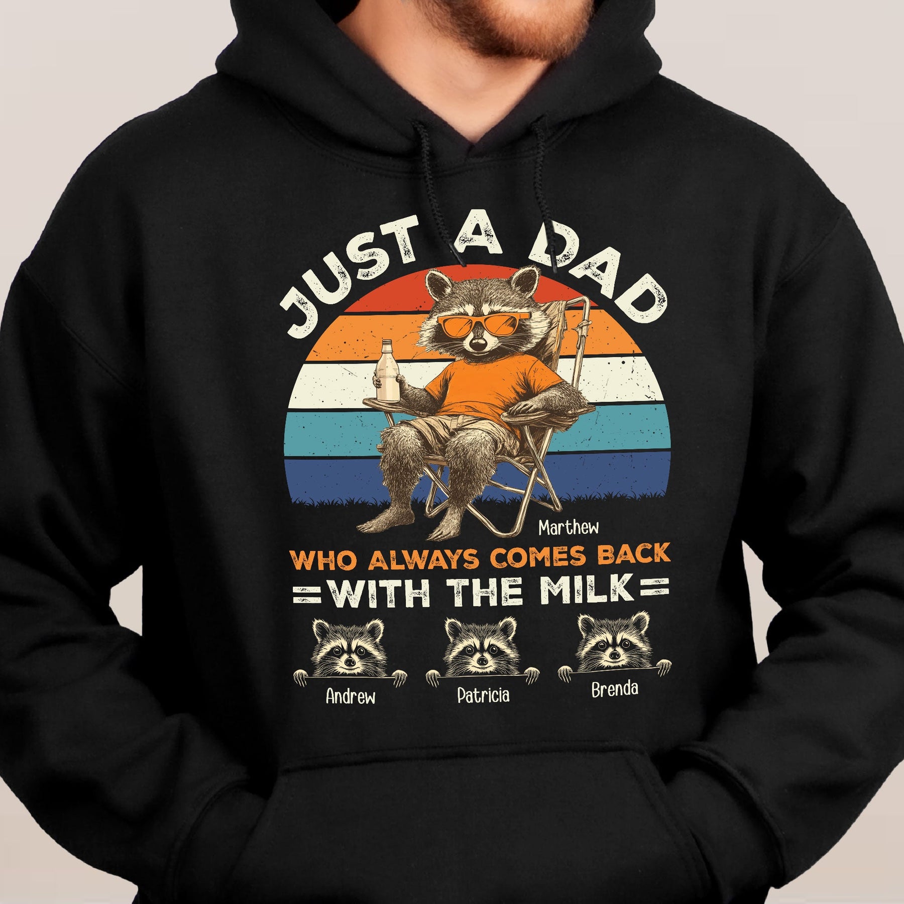Just A Dad Who Always Comes Back With The Milk Racoon Version - Personalized Shirt