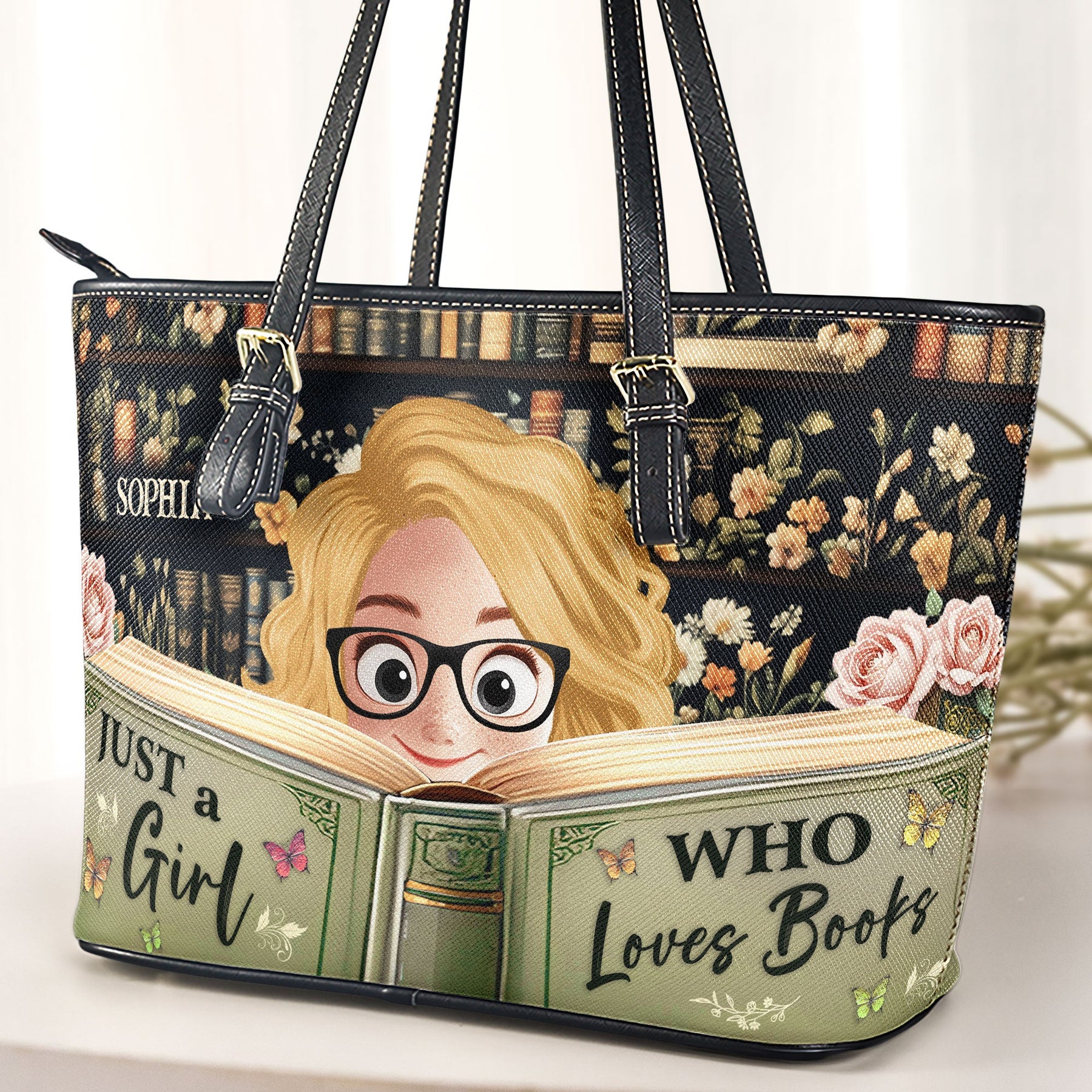 Just A Girl Who Loves Books New Version - Personalized Leather Tote Bag
