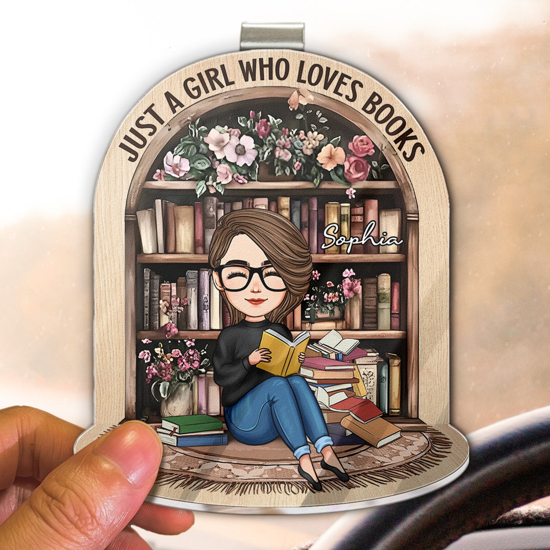 Just A Girl Who Loves Books - Personalized Acrylic Visor Clip