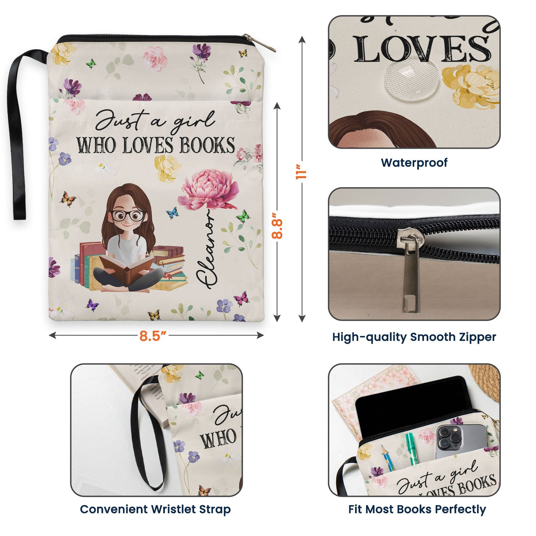 Just A Girl Who Loves Books - Personalized Book Sleeve