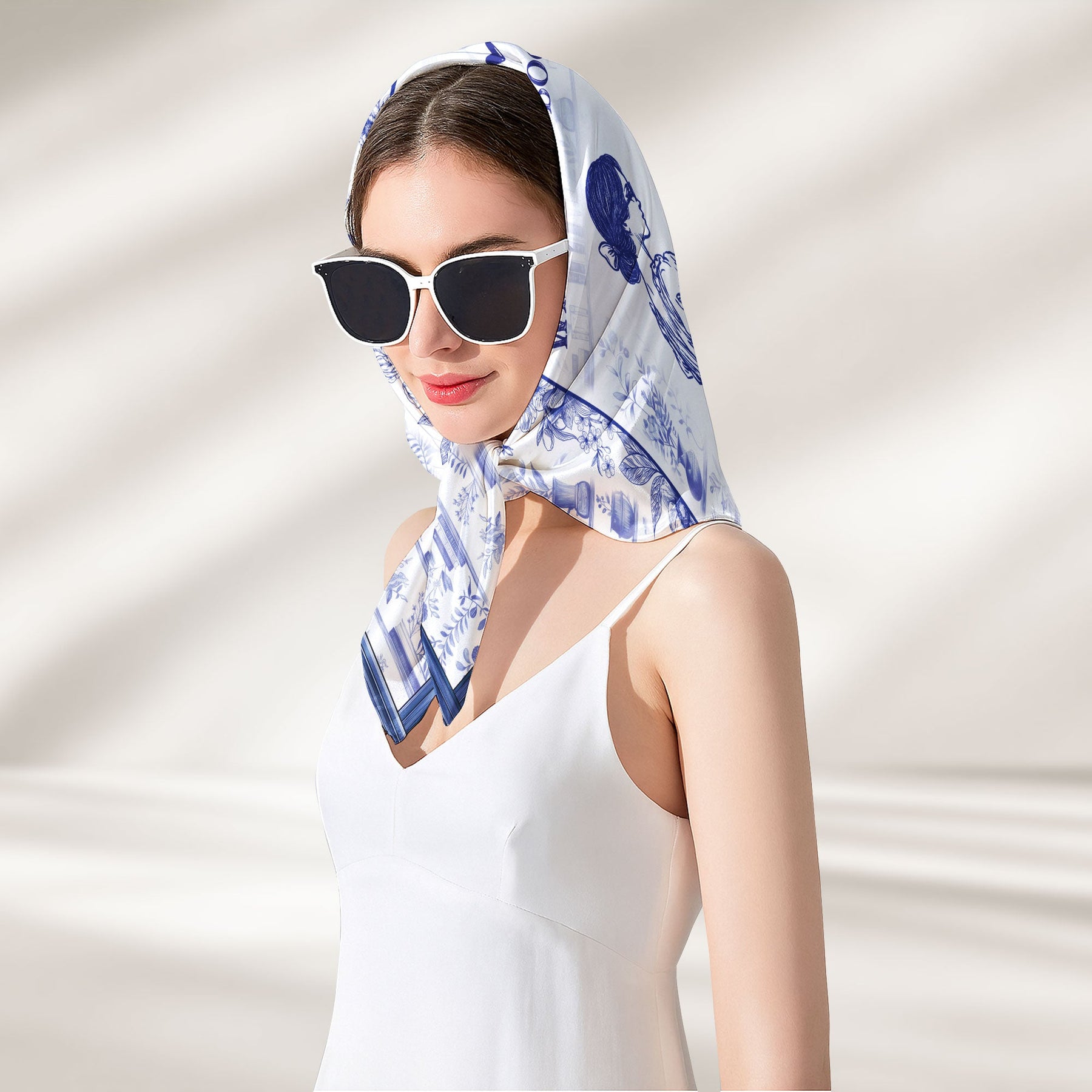 Just A Girl Who Loves Books Toile De Jouy - Personalized Satin Scarf