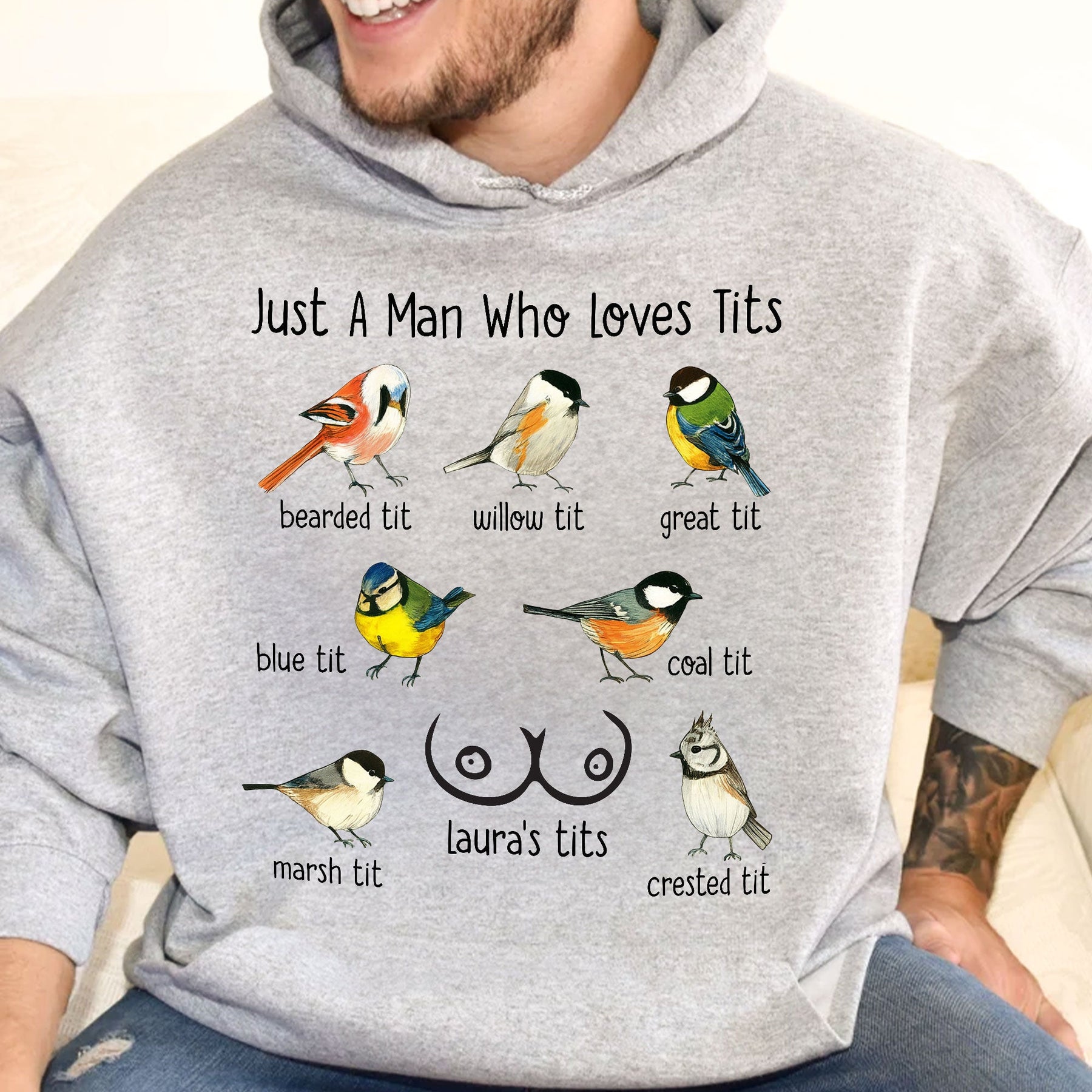Just A Man Who Loves Tits - Naughty Gifts For Him, Husband, Bf - Personalized Shirt