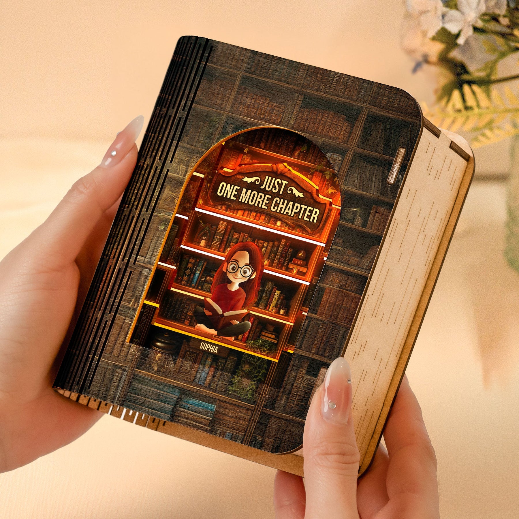 Just One More Chapter - Personalized 3D Wooden Puzzle Night Light