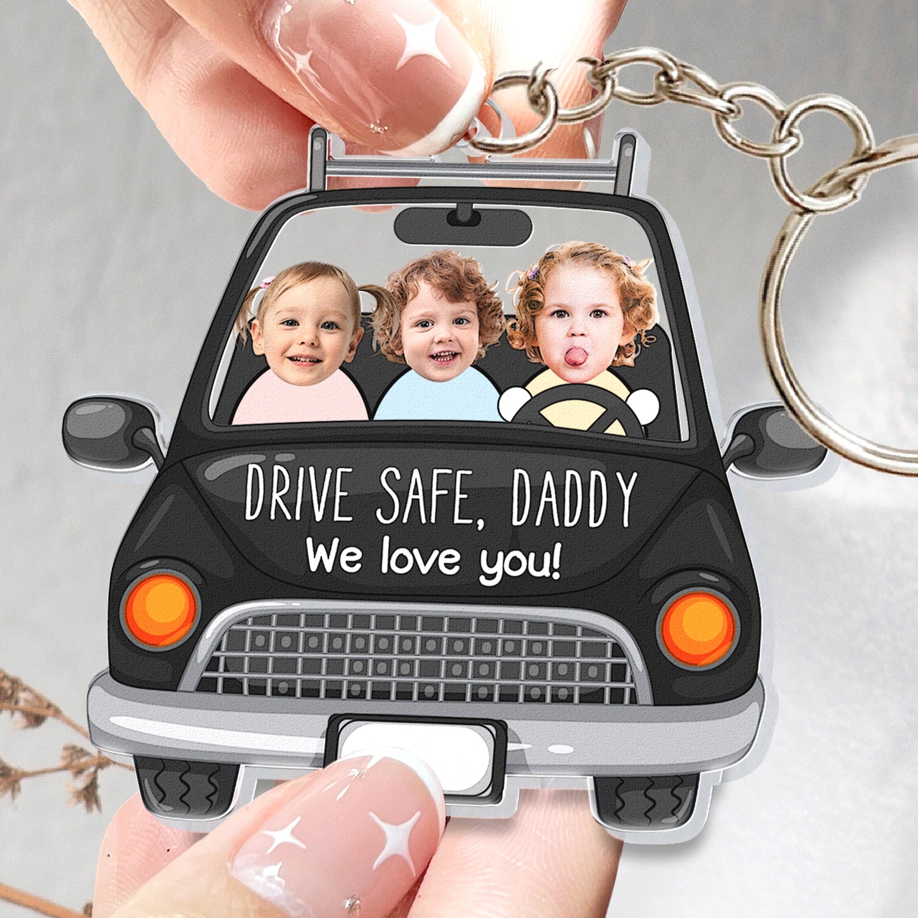 Keychain Custom Babies Face Drive Safe Daddy - Personalized Acrylic Photo Keychain