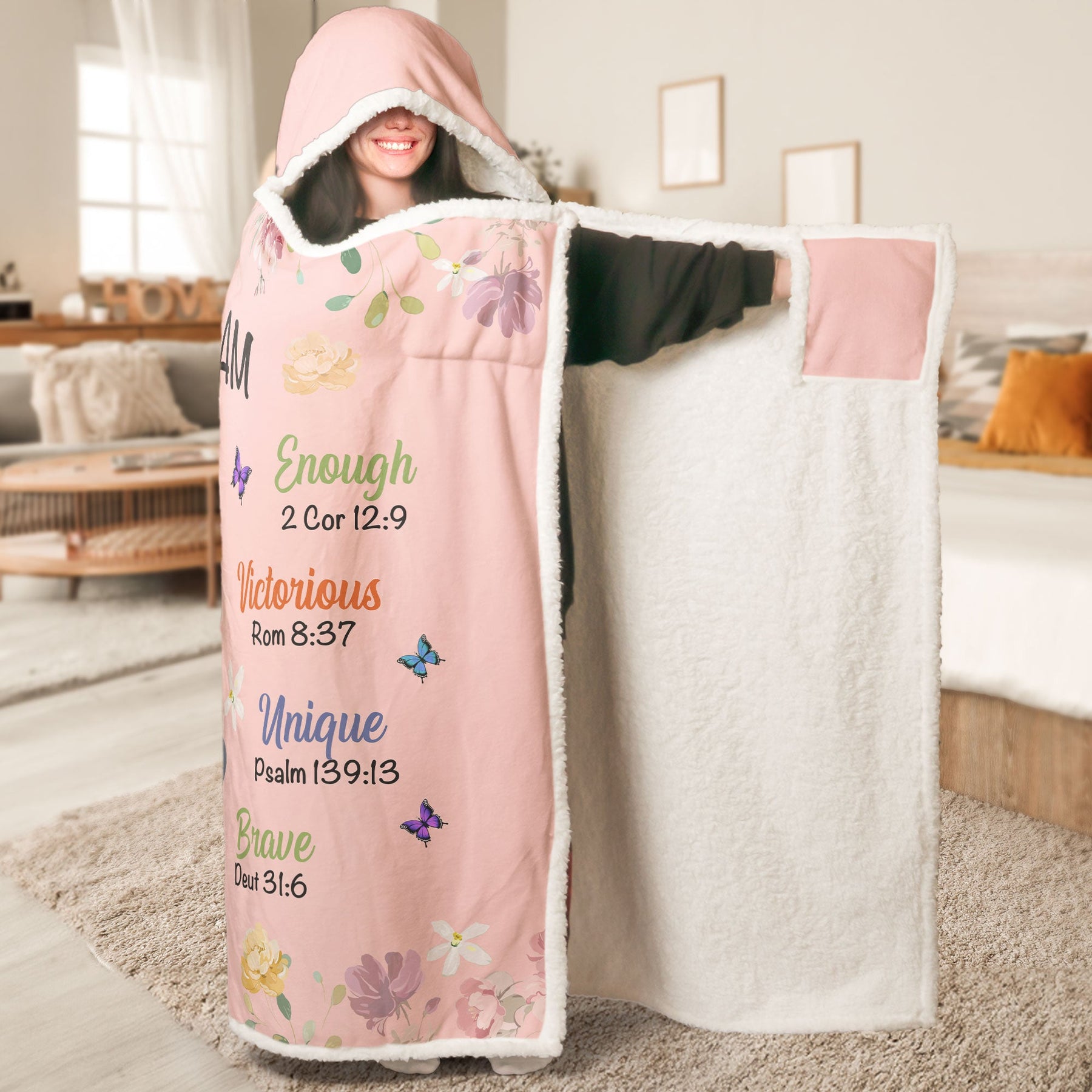 Kid Birth Flower God Says I Am - Personalized Wearable Blanket Hoodie