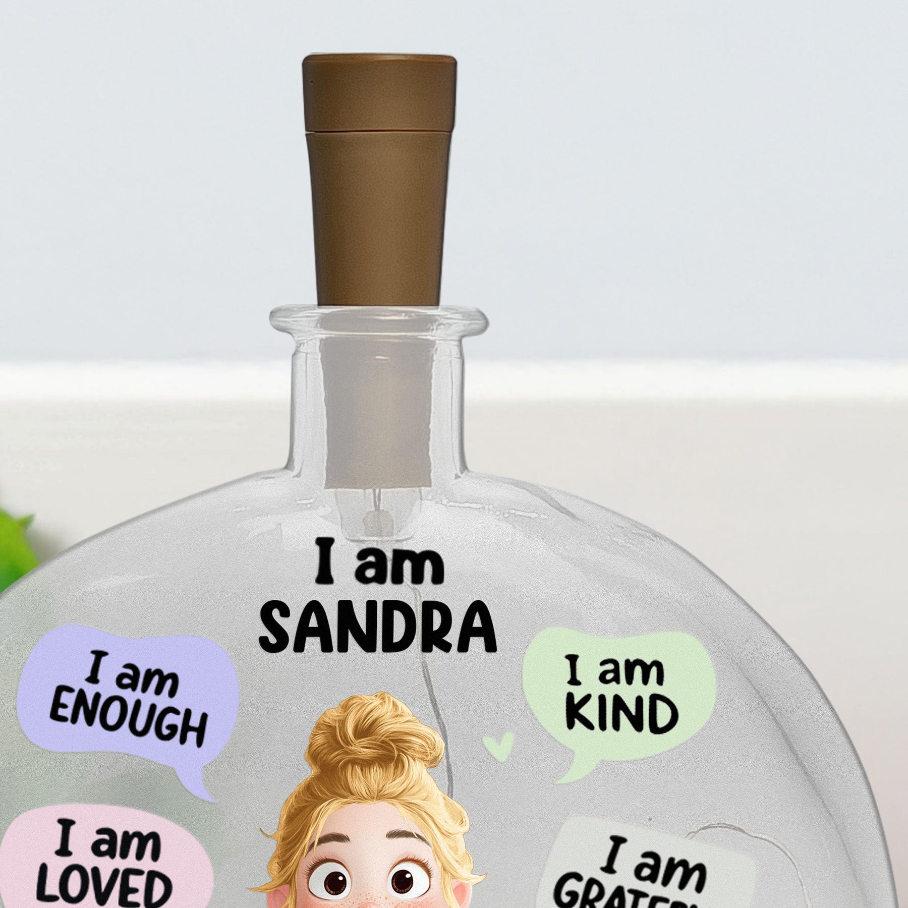 Kid I Am Kind Affirmation - Personalized Round Flat Bottle Light
