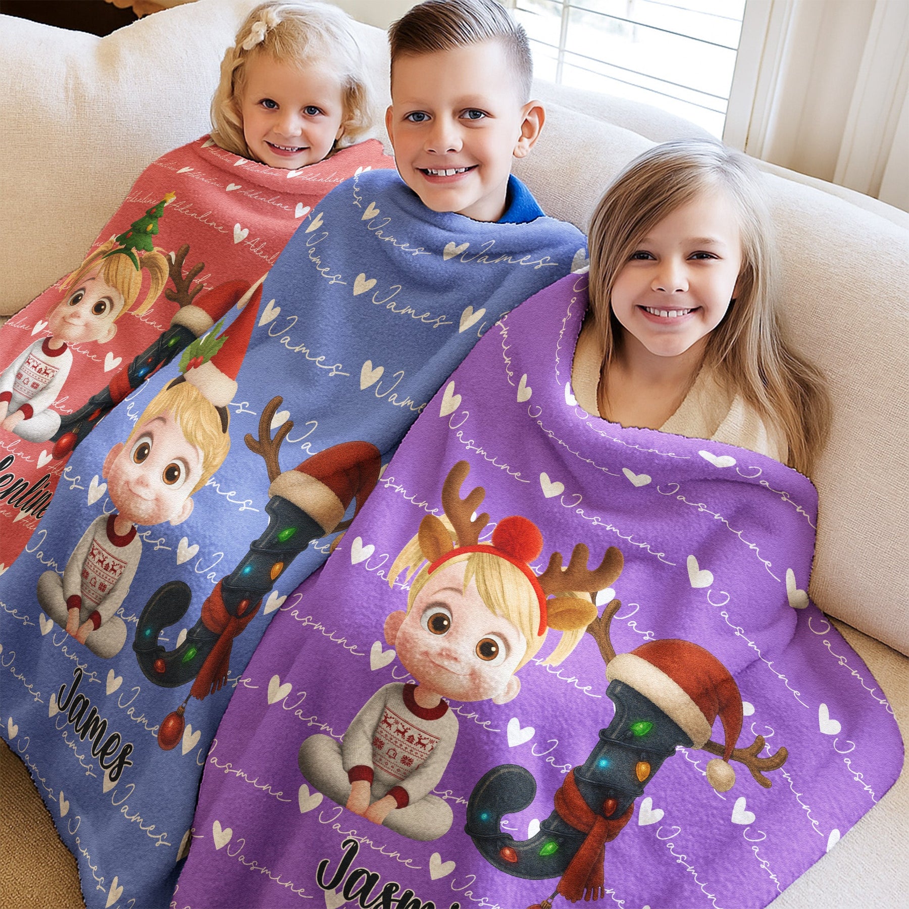 Kid Initial Word Christmas - Personalized Blanket