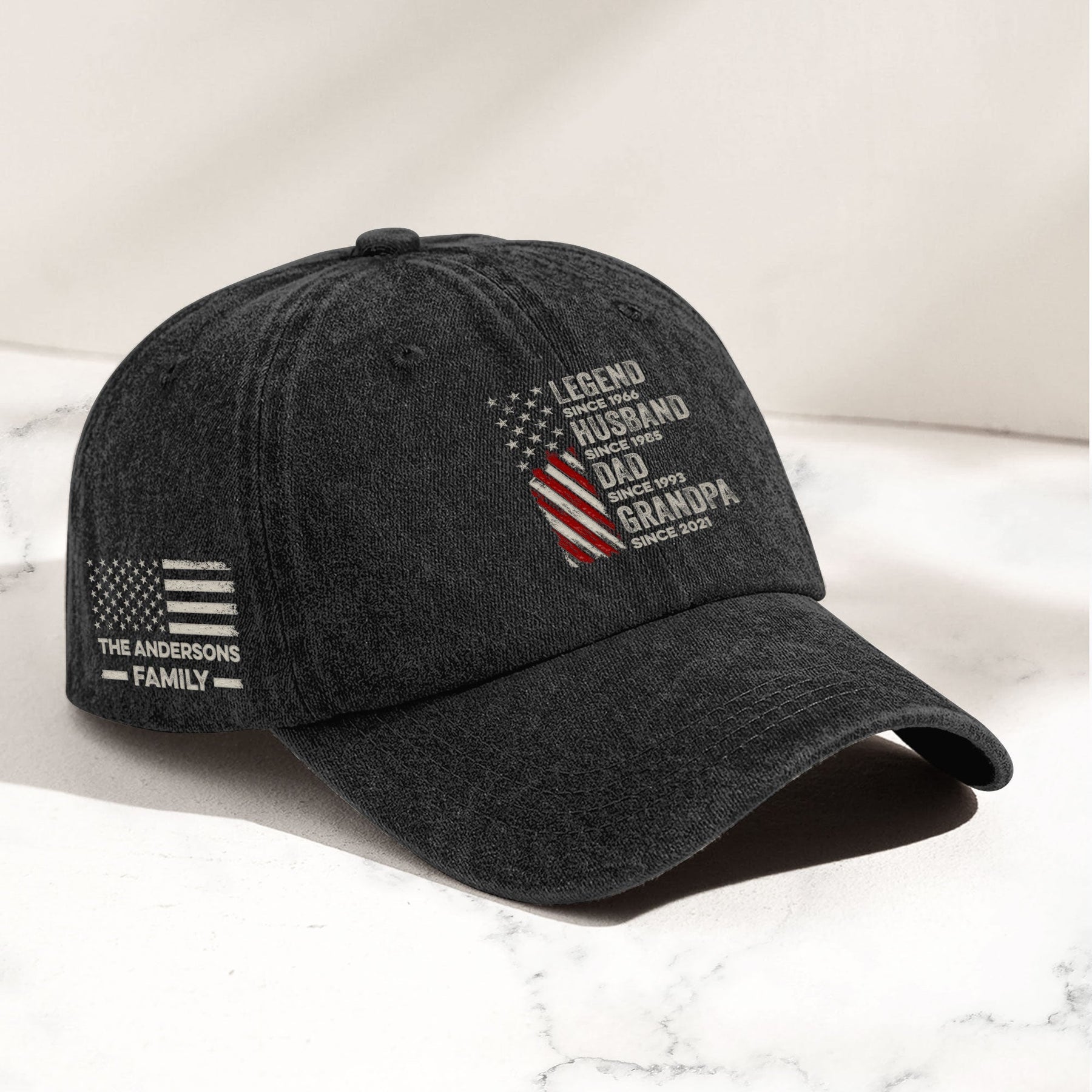 Legend, Husband, Dad And Grandpa - Personalized Distressed Denim Cap