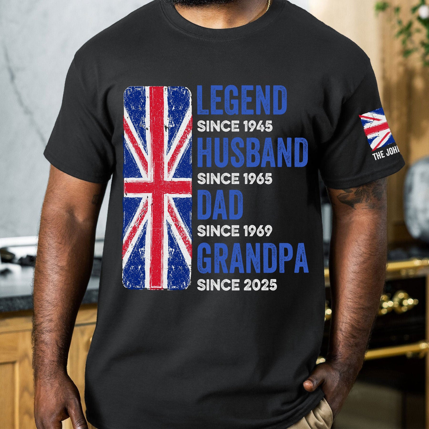 Legend, Husband, Dad And Grandpa - UK Flag Version - Personalized Shirt