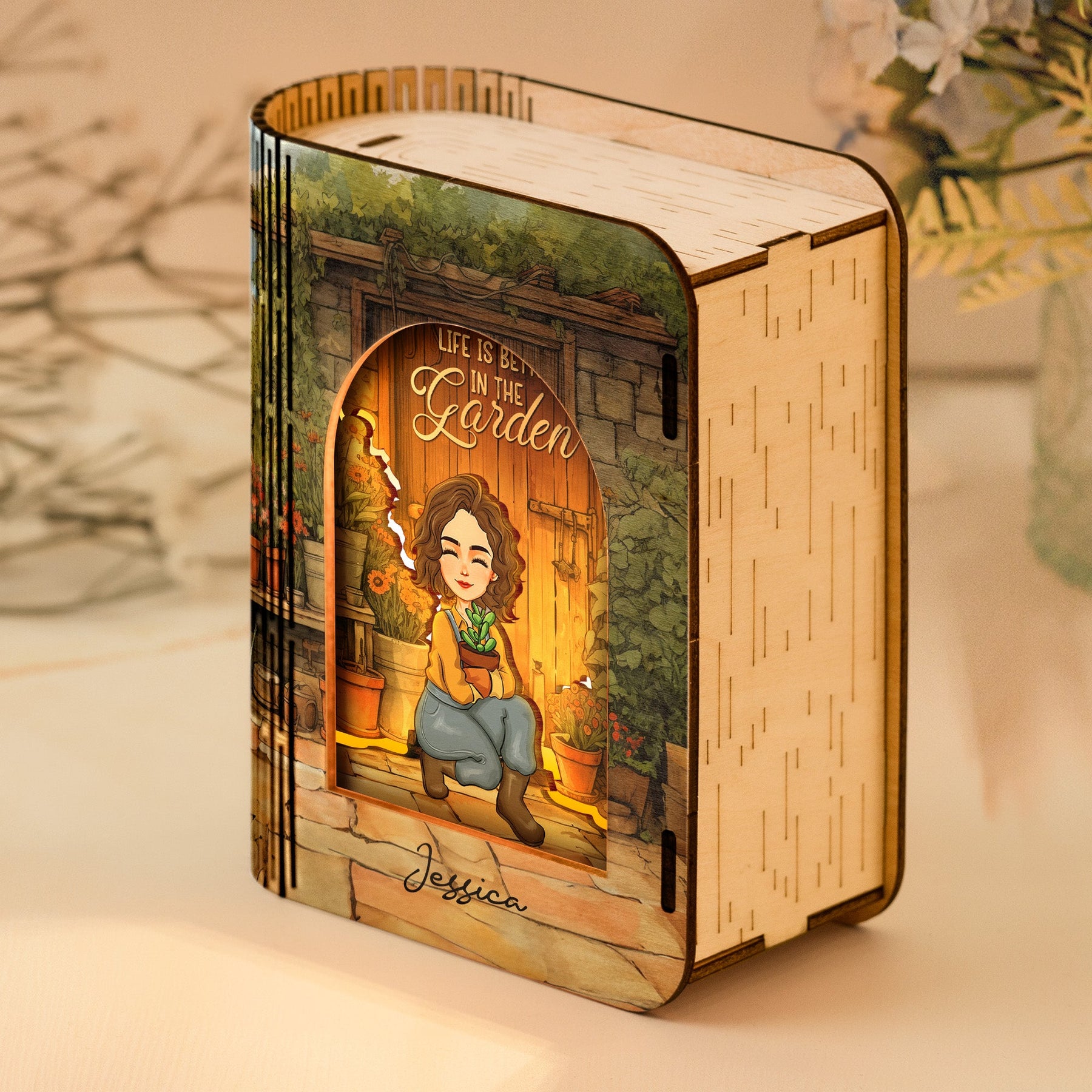 Life Is Better In The Garden - Personalized 3D Wooden Puzzle Night Light